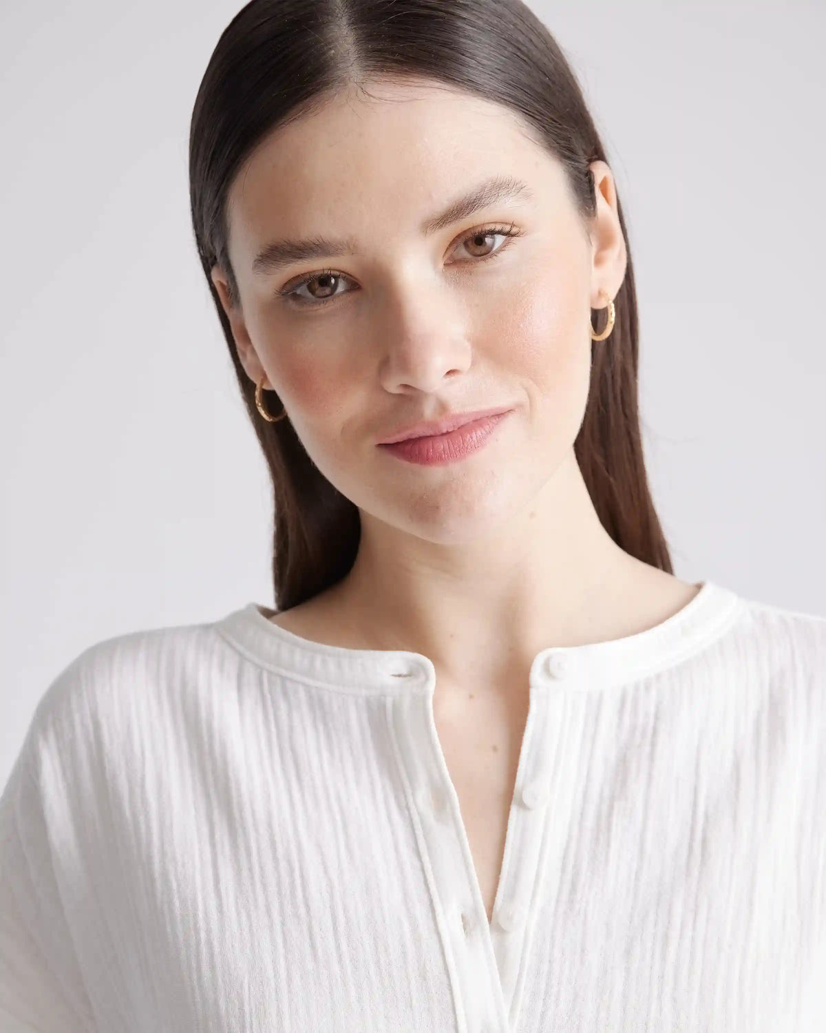 100% Organic Cotton Gauze Roll Sleeve Shirt