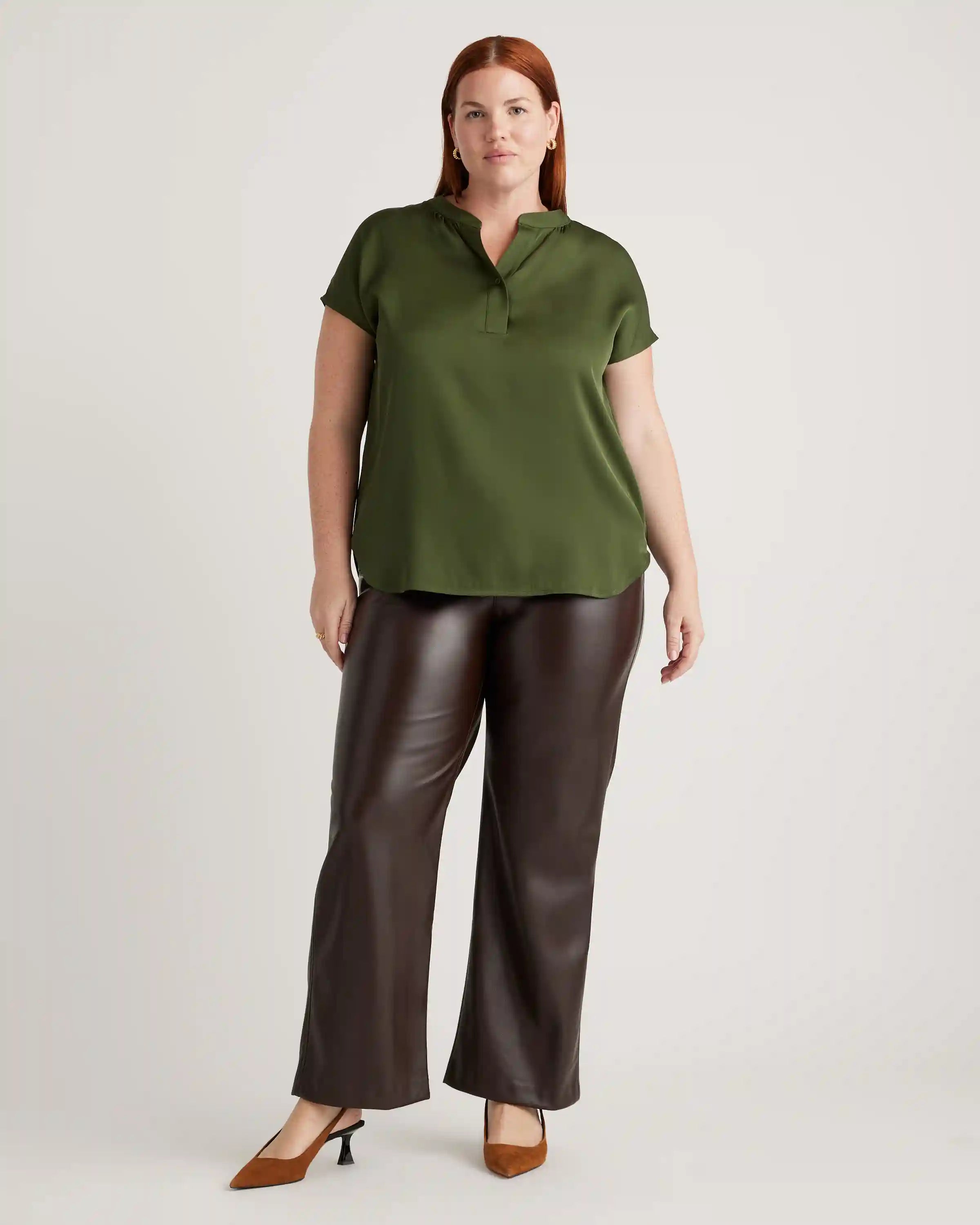 Washable Stretch Silk Dolman Sleeve Blouse
