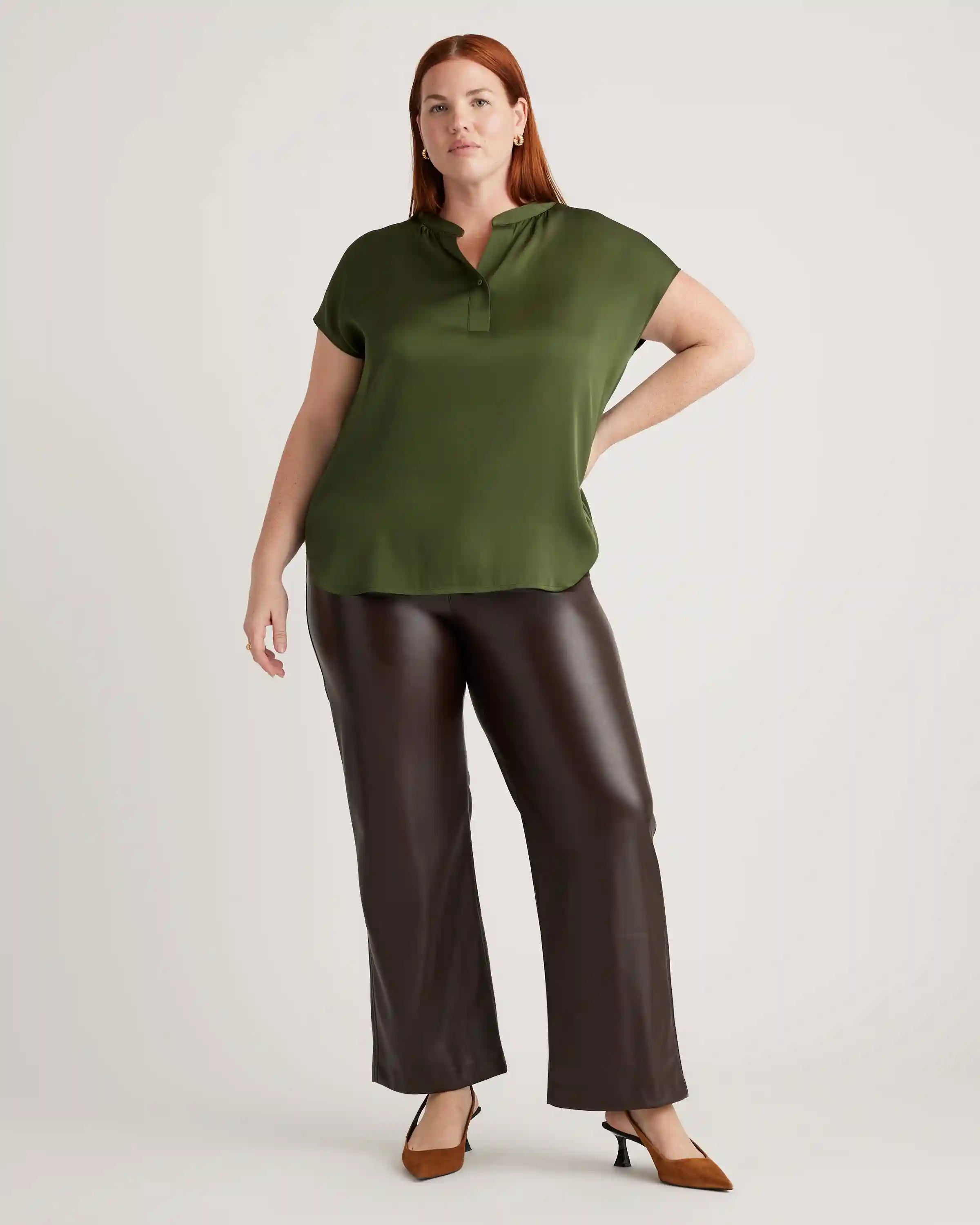 Washable Stretch Silk Dolman Sleeve Blouse