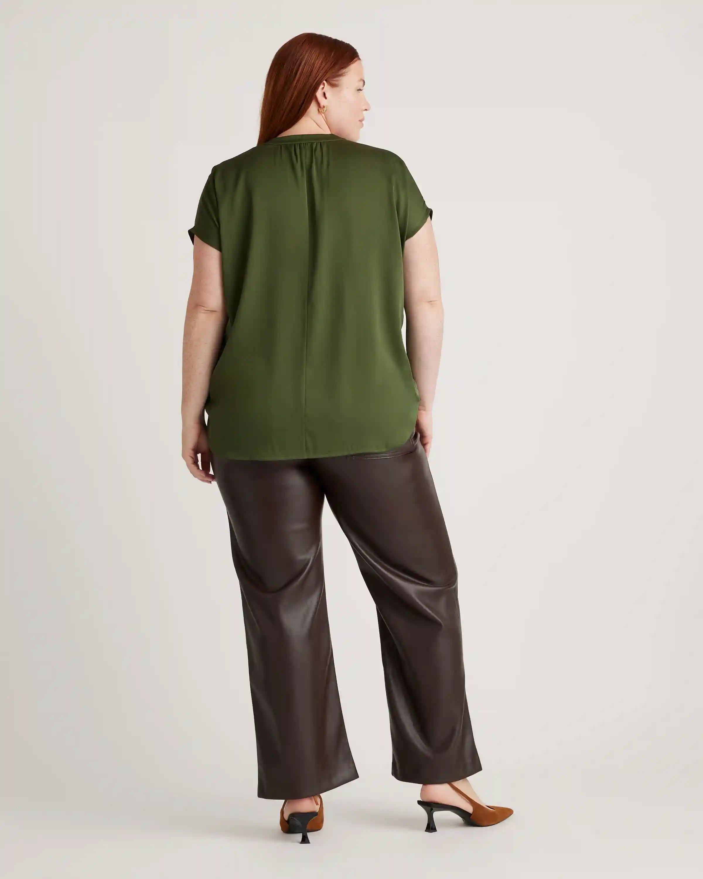 Washable Stretch Silk Dolman Sleeve Blouse