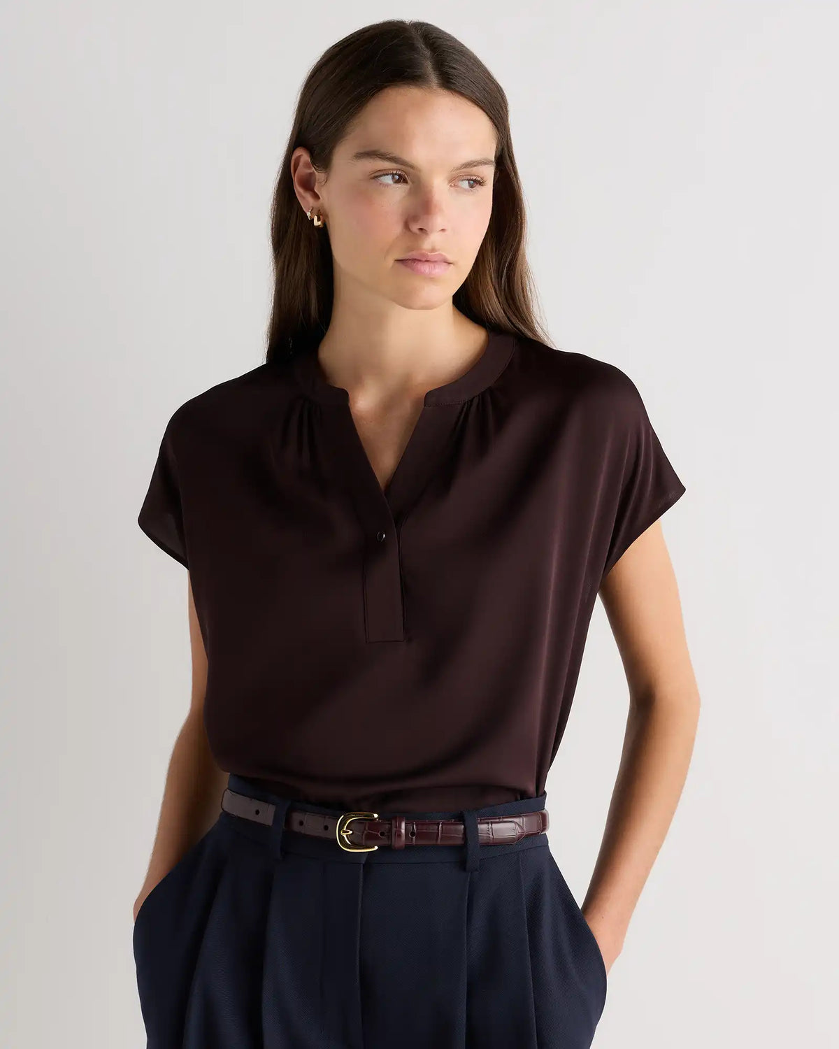 Washable Stretch Silk Dolman Sleeve Blouse
