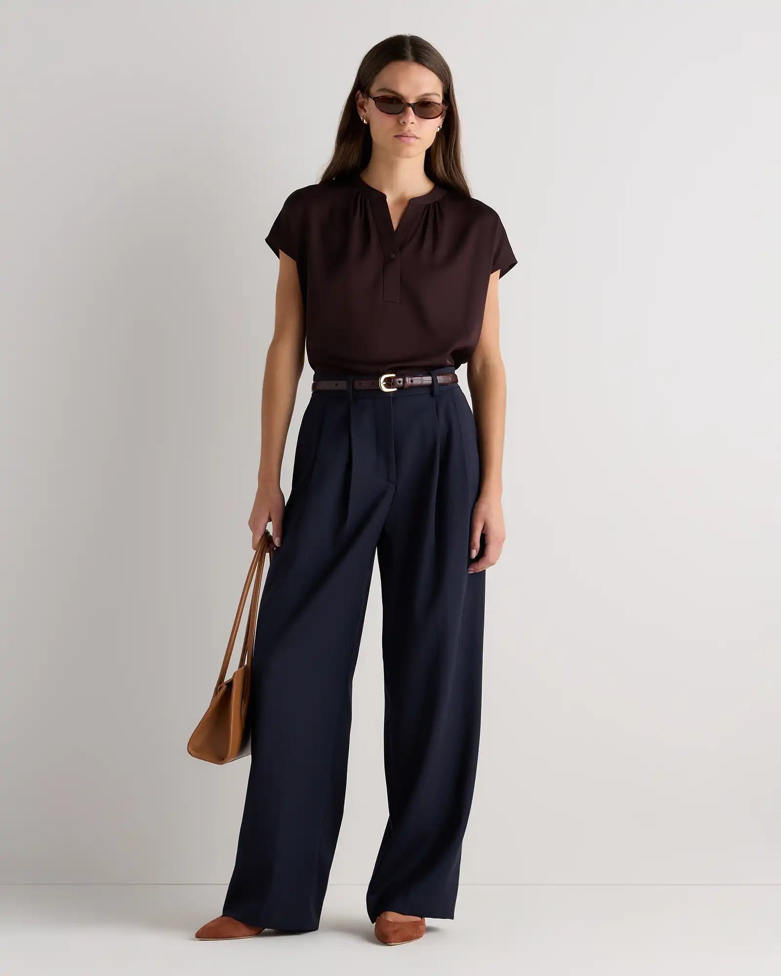 Washable Stretch Silk Dolman Sleeve Blouse