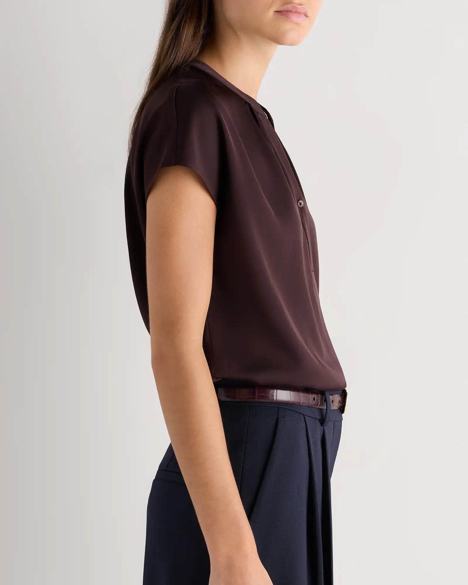 Washable Stretch Silk Dolman Sleeve Blouse