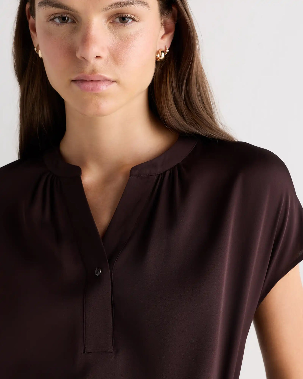 Washable Stretch Silk Dolman Sleeve Blouse