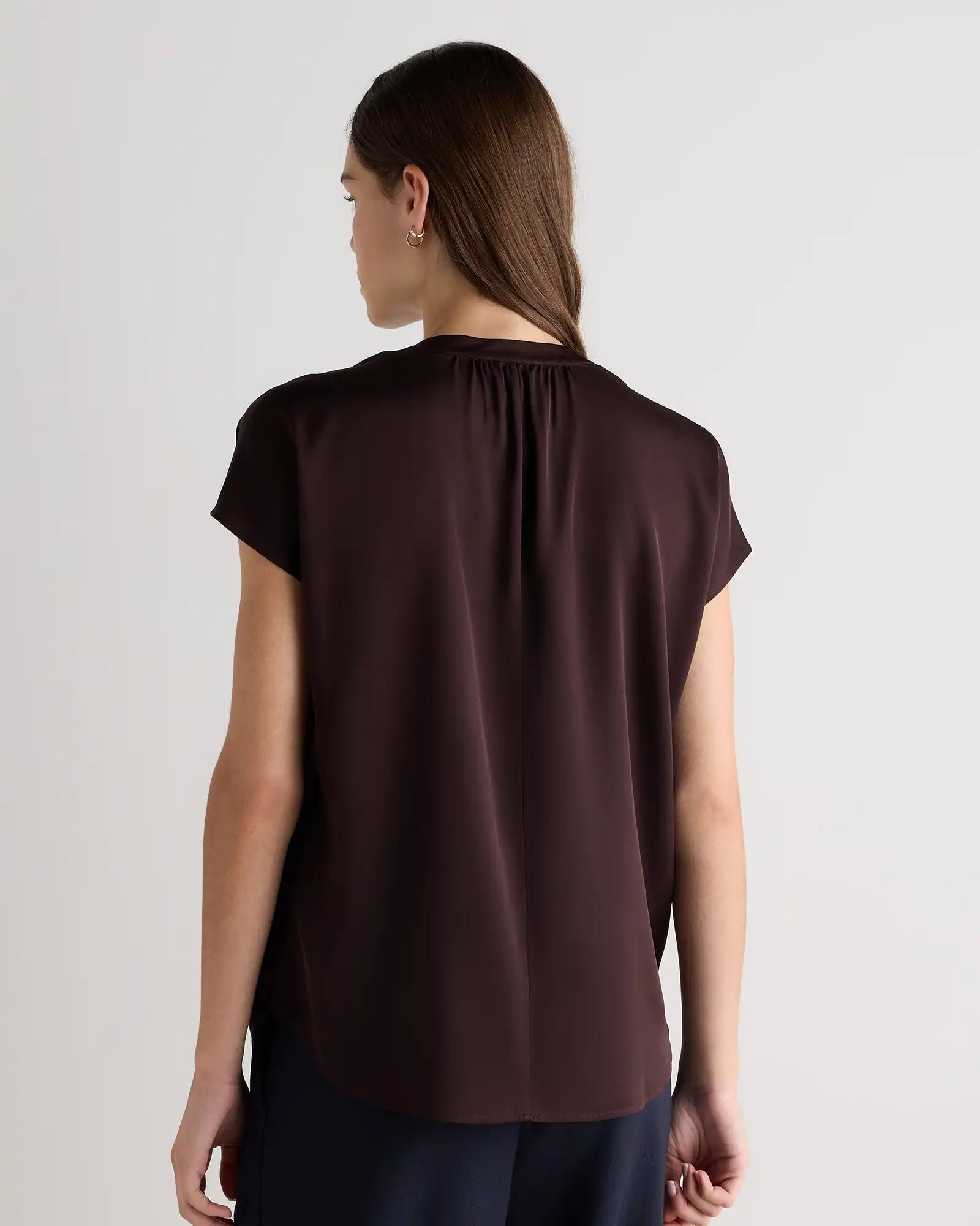 Washable Stretch Silk Dolman Sleeve Blouse