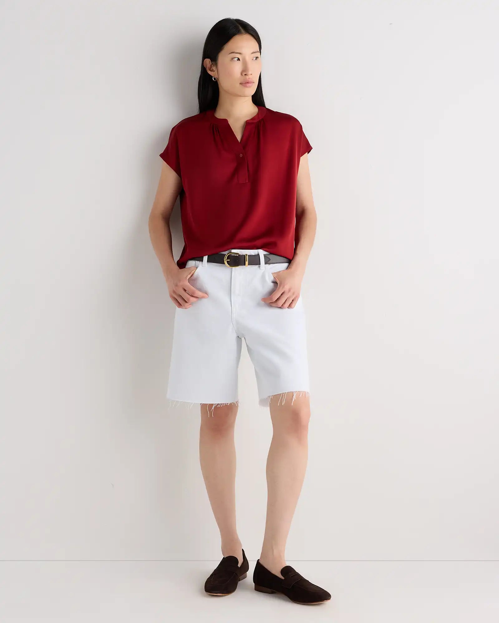 Washable Stretch Silk Dolman Sleeve Blouse