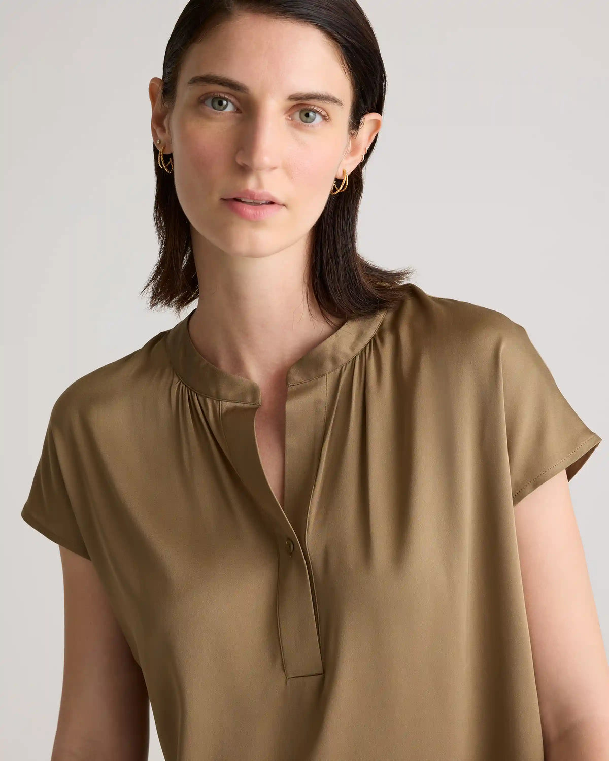 Washable Stretch Silk Dolman Sleeve Blouse