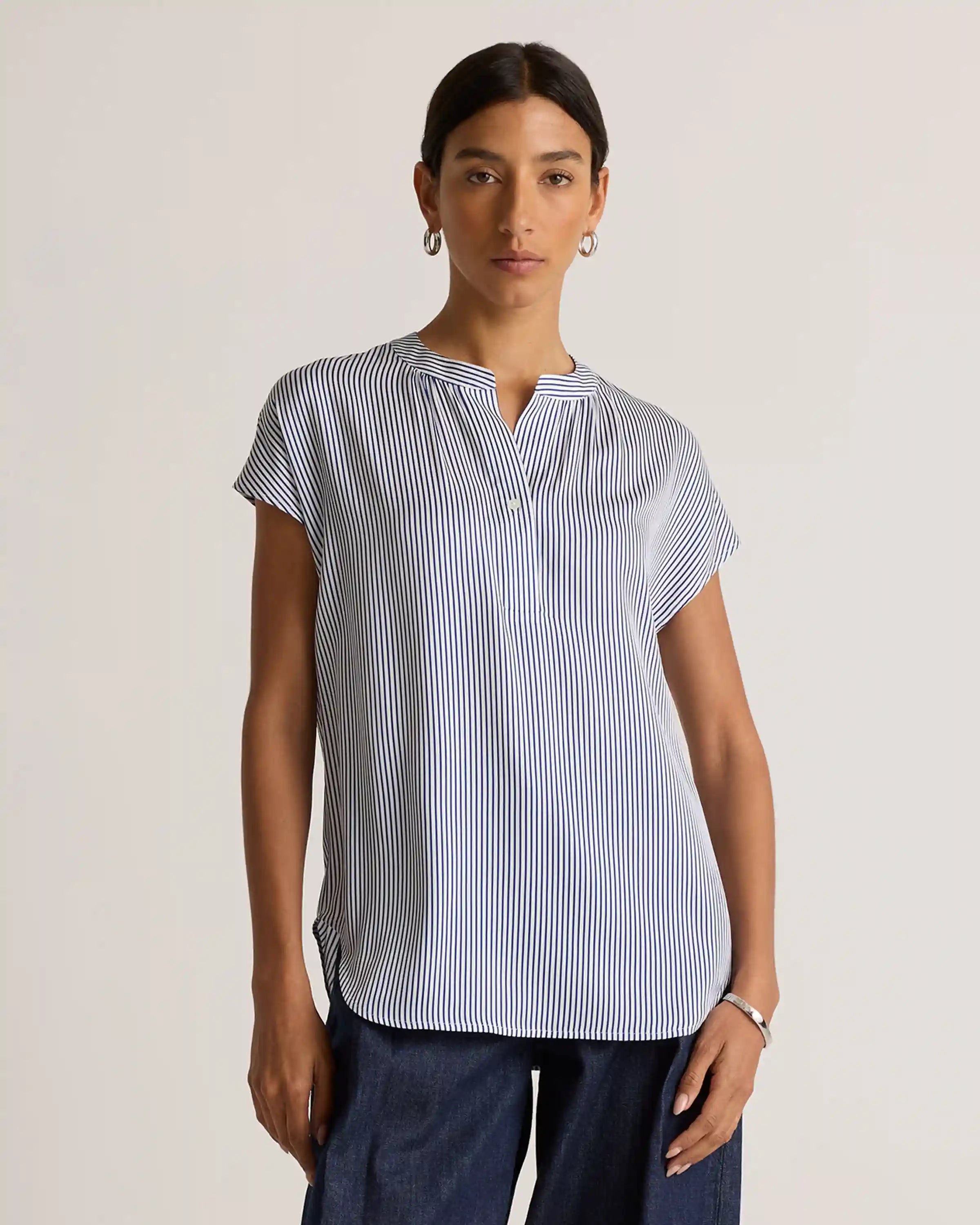 Washable Stretch Silk Dolman Sleeve Blouse