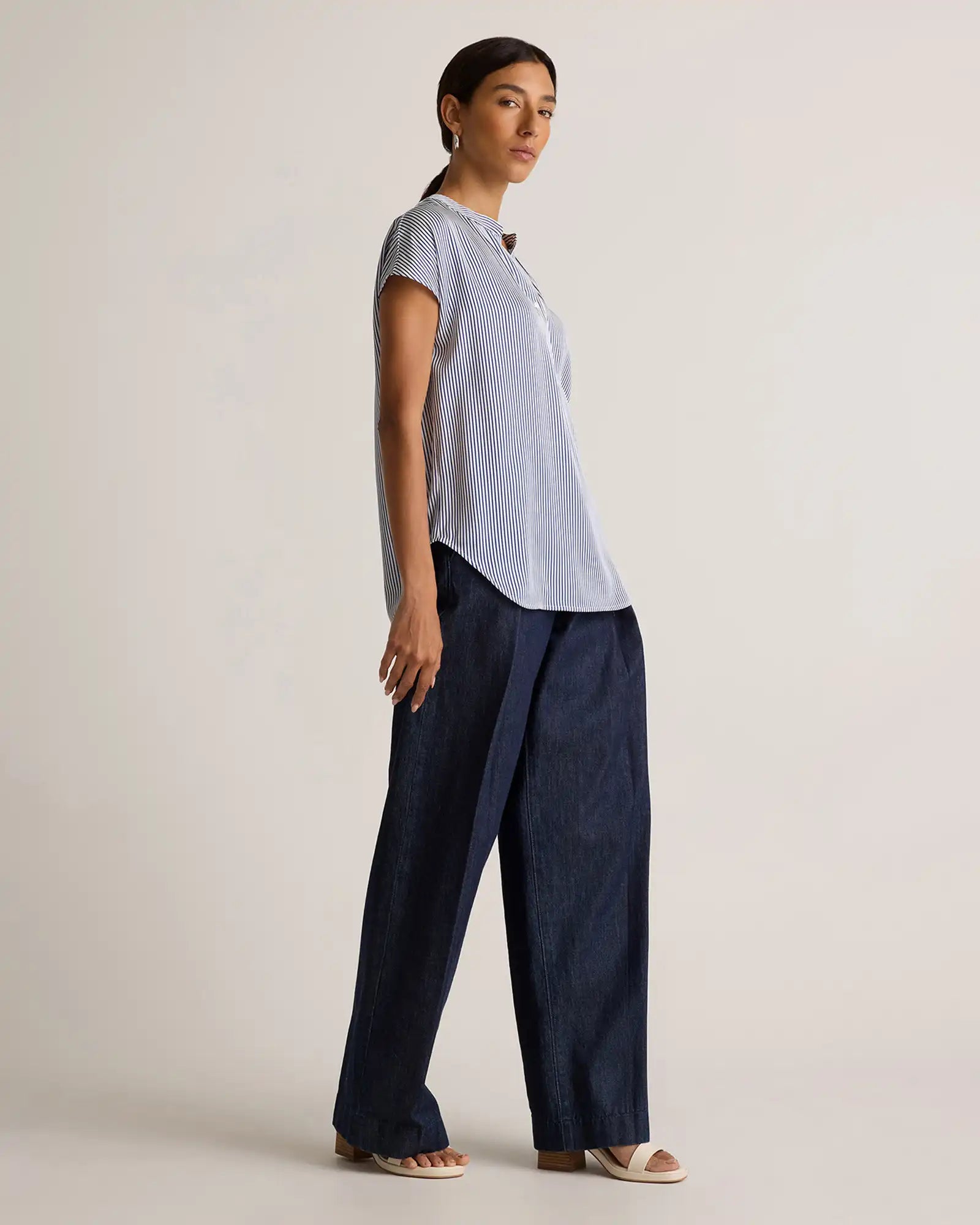 Washable Stretch Silk Dolman Sleeve Blouse