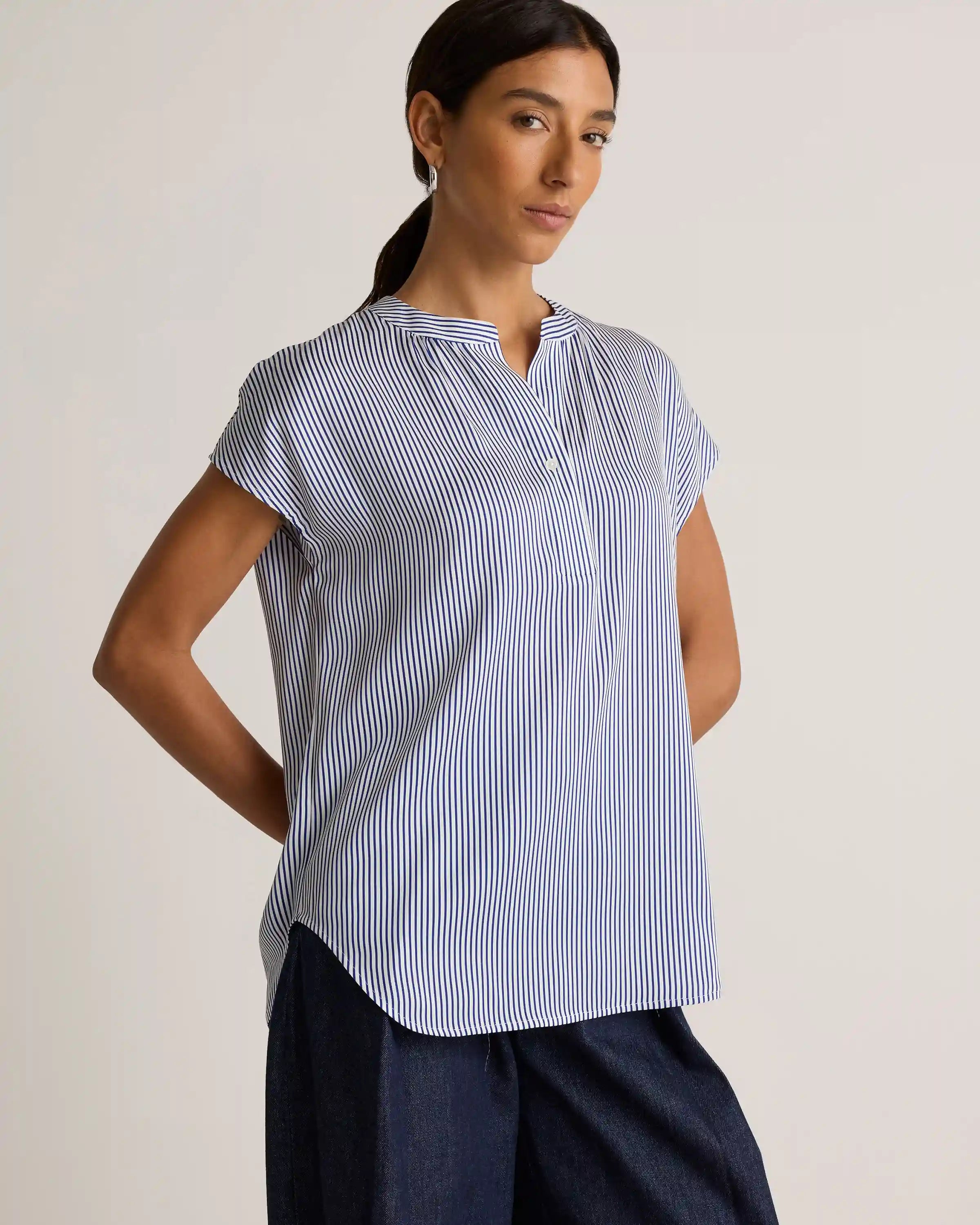 Washable Stretch Silk Dolman Sleeve Blouse