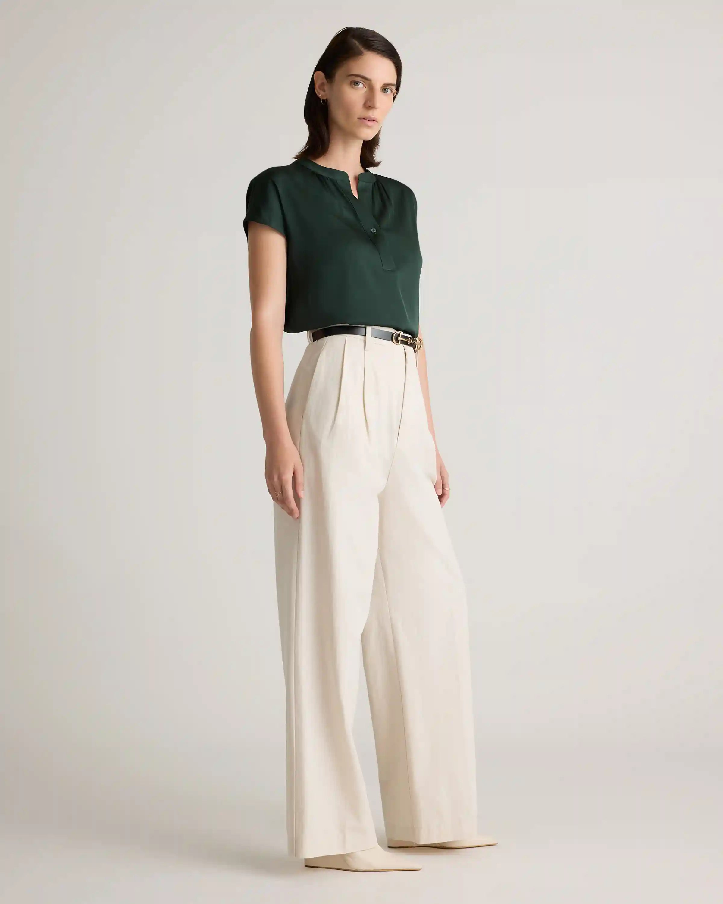 Washable Stretch Silk Dolman Sleeve Blouse