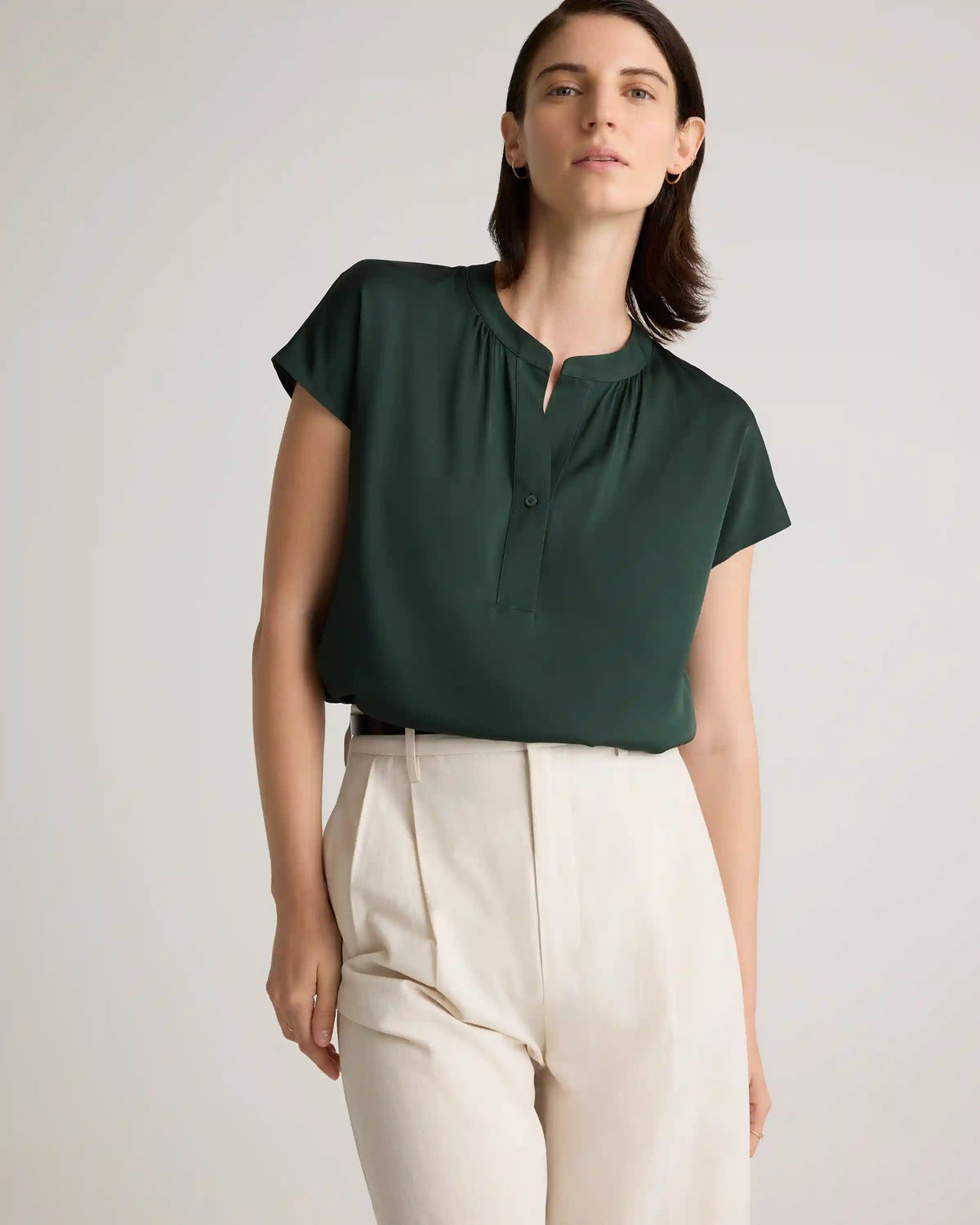 Washable Stretch Silk Dolman Sleeve Blouse