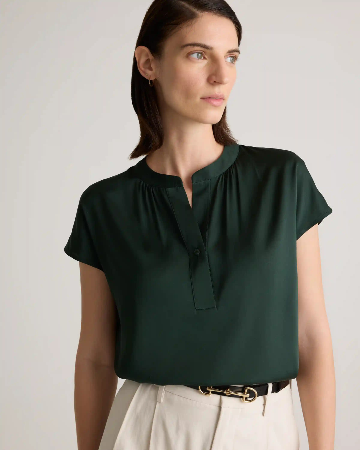 Washable Stretch Silk Dolman Sleeve Blouse