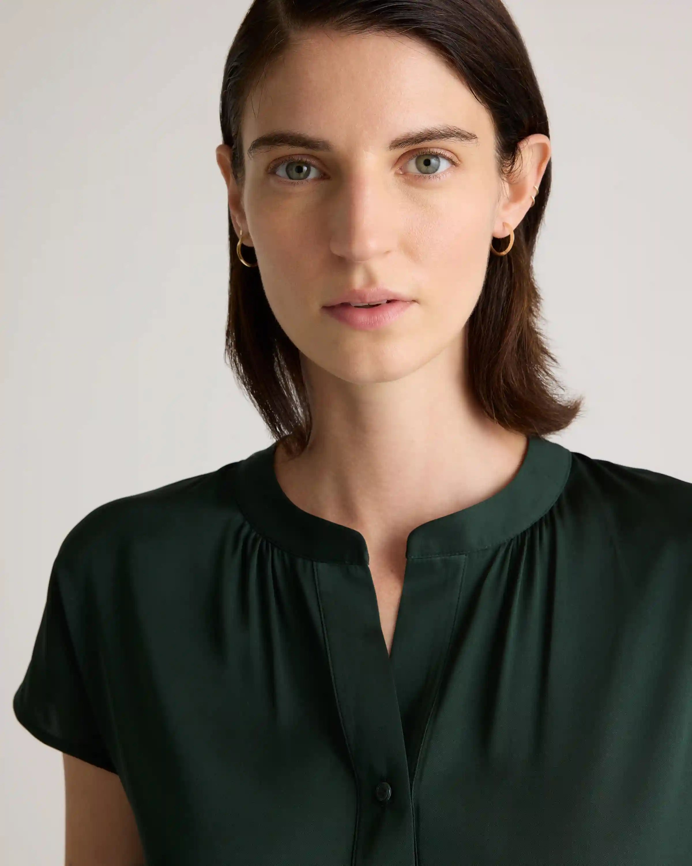 Washable Stretch Silk Dolman Sleeve Blouse