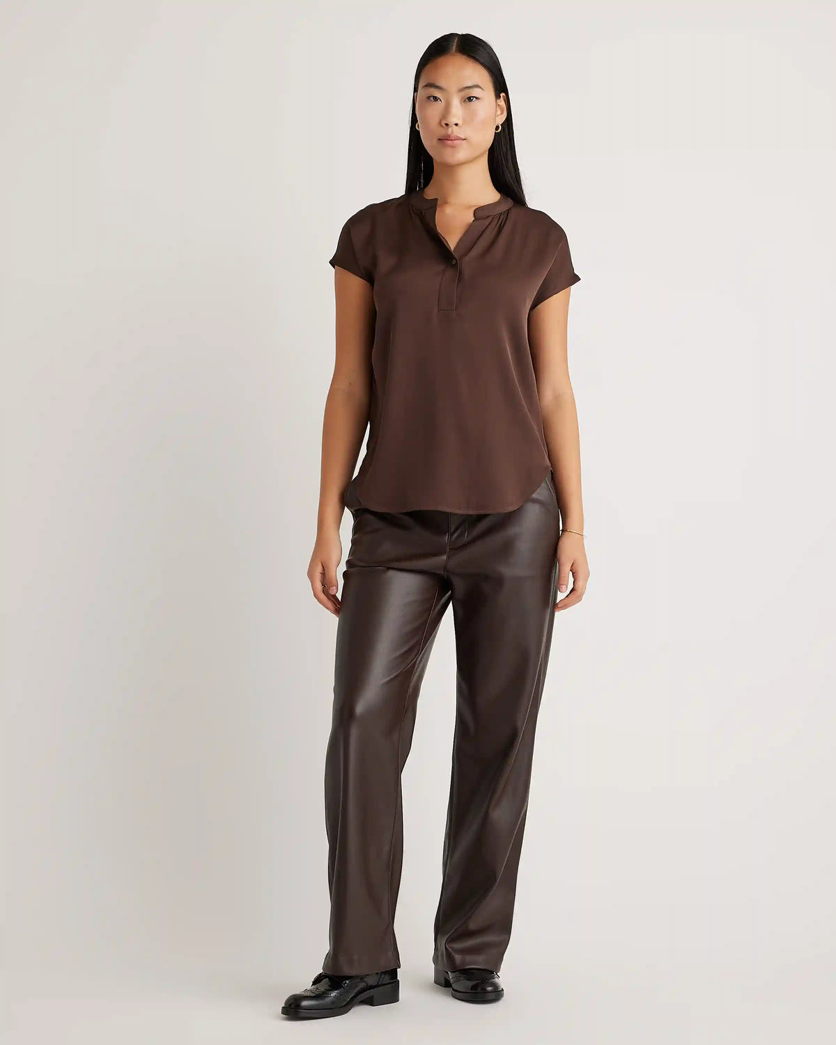 Washable Stretch Silk Dolman Sleeve Blouse