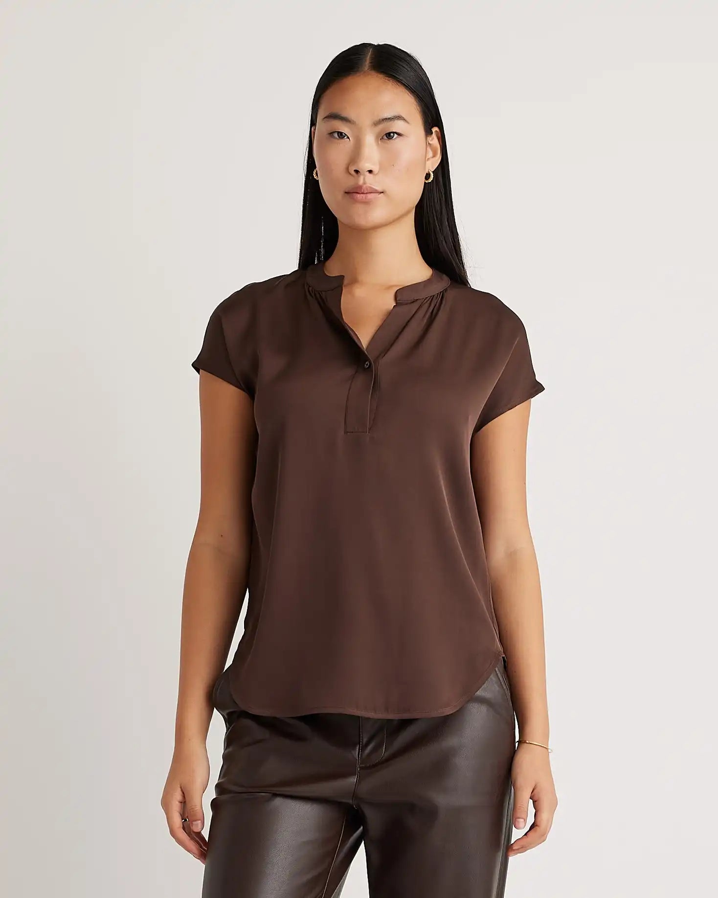 Washable Stretch Silk Dolman Sleeve Blouse