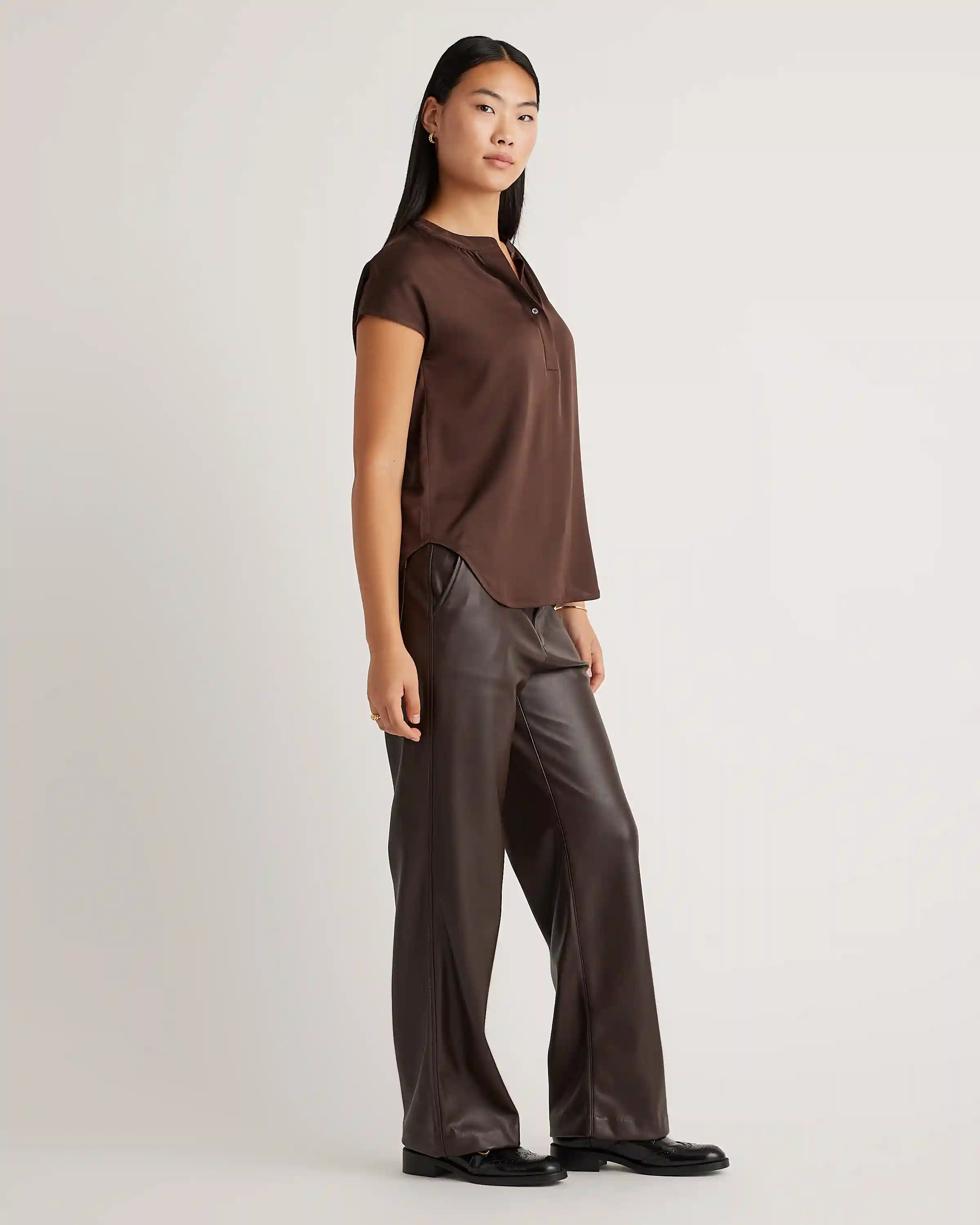 Washable Stretch Silk Dolman Sleeve Blouse