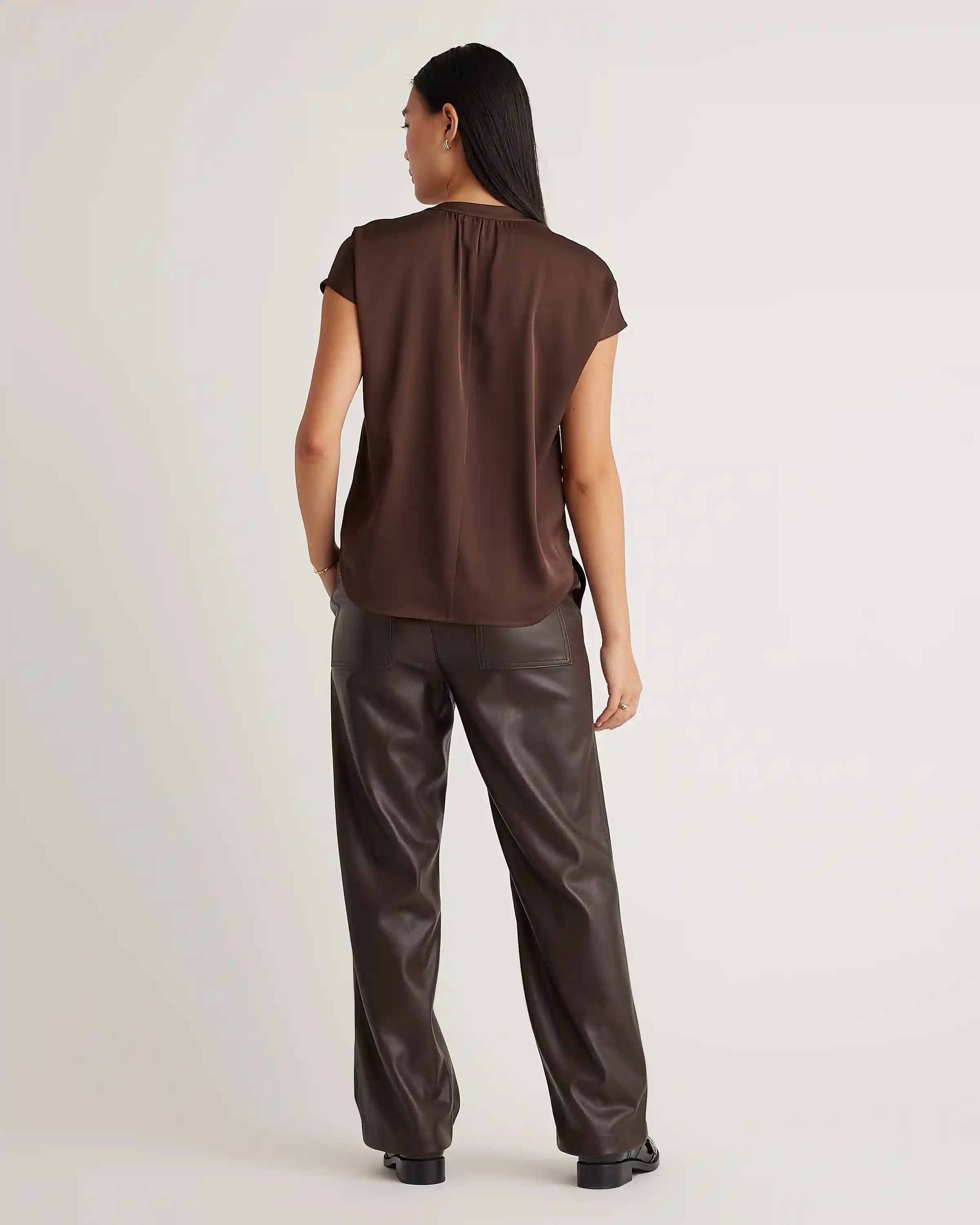 Washable Stretch Silk Dolman Sleeve Blouse
