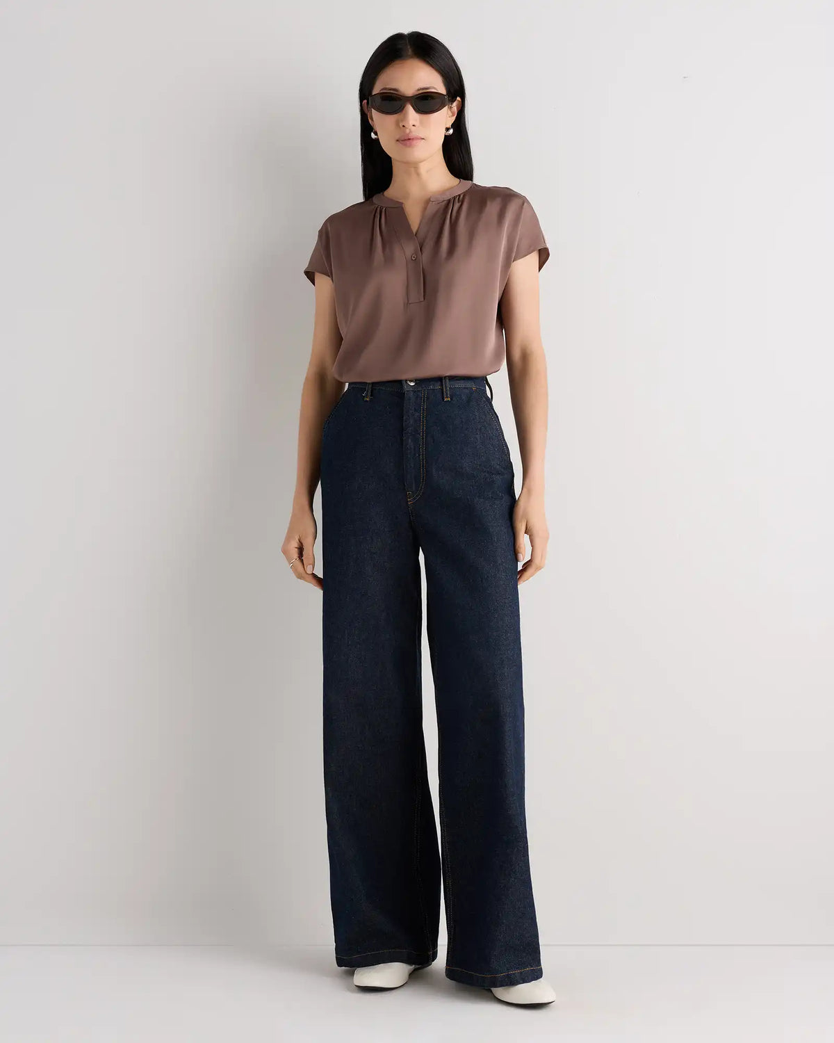 Washable Stretch Silk Dolman Sleeve Blouse