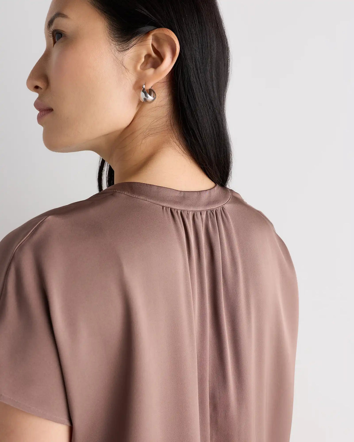 Washable Stretch Silk Dolman Sleeve Blouse