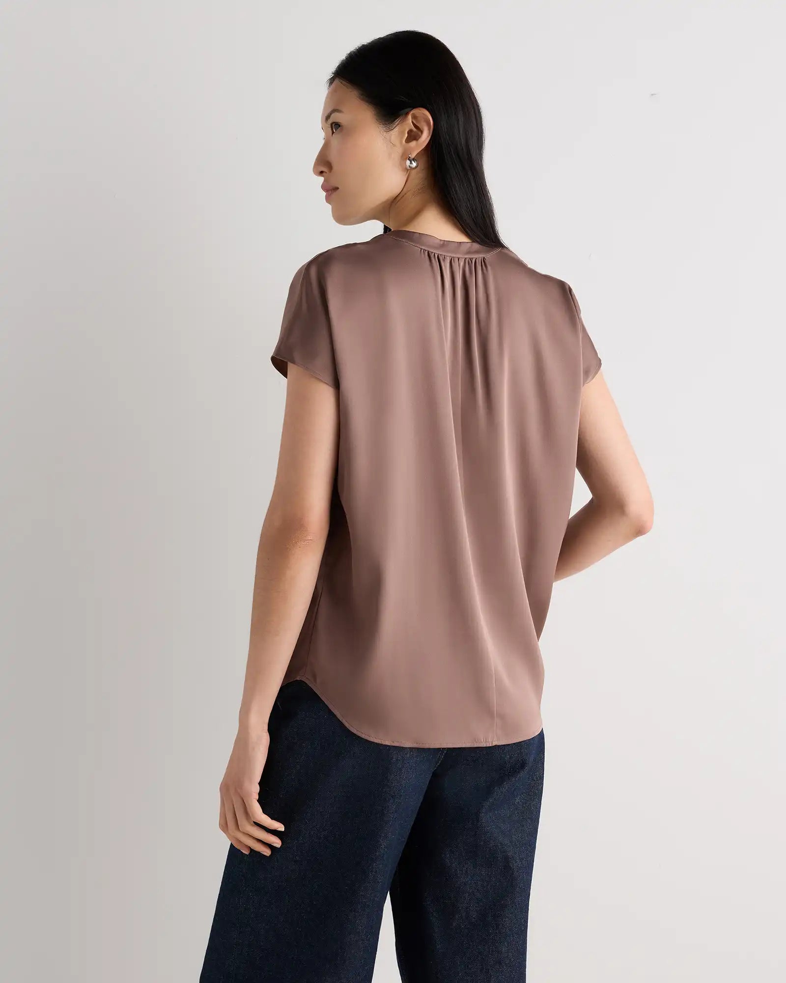 Washable Stretch Silk Dolman Sleeve Blouse