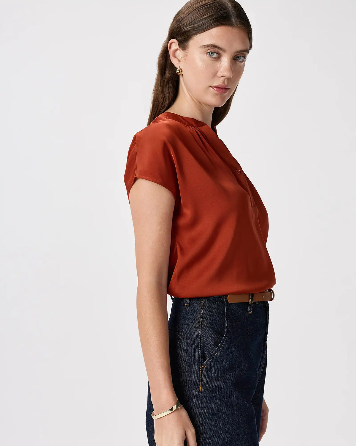 Washable Stretch Silk Dolman Sleeve Blouse