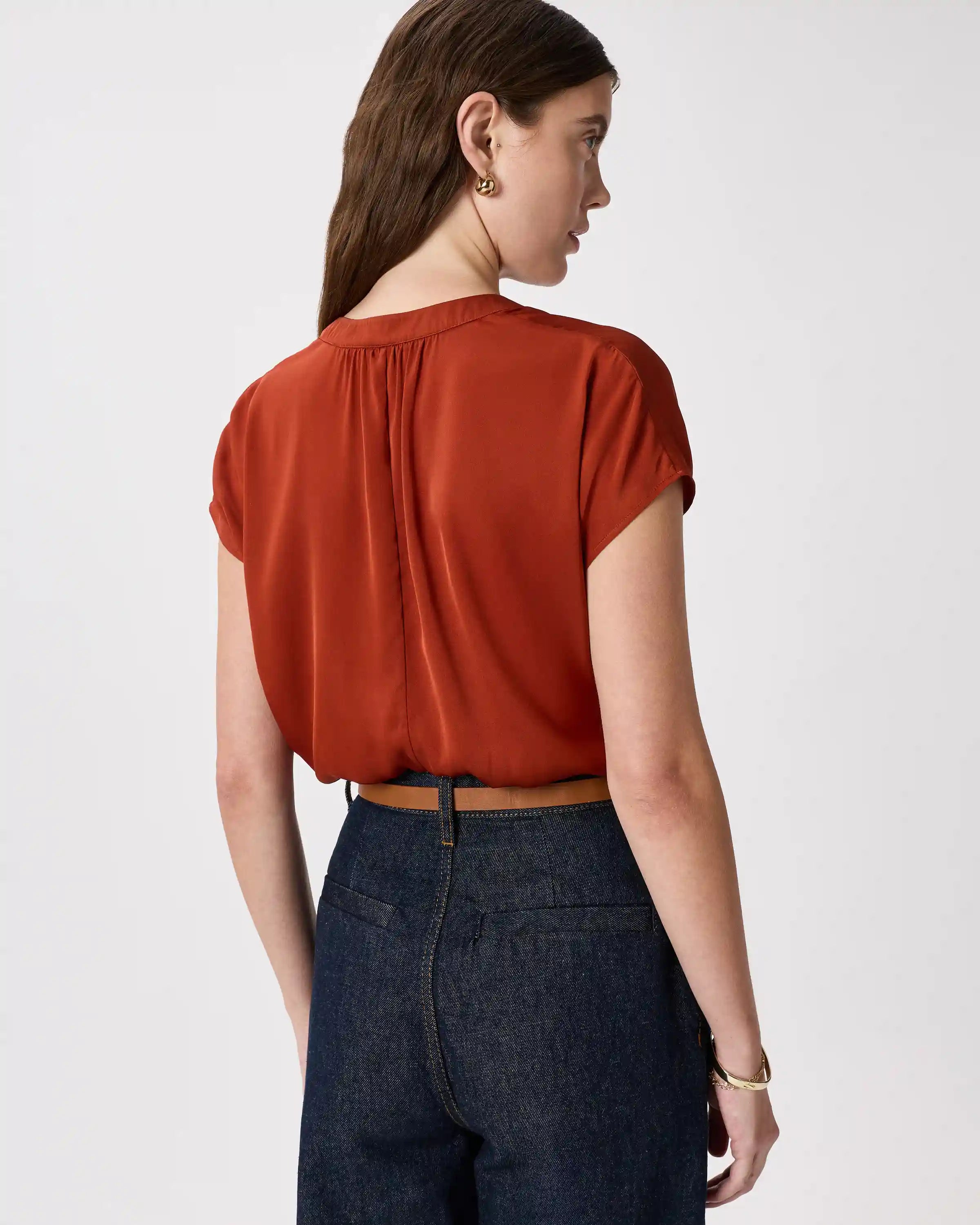 Washable Stretch Silk Dolman Sleeve Blouse