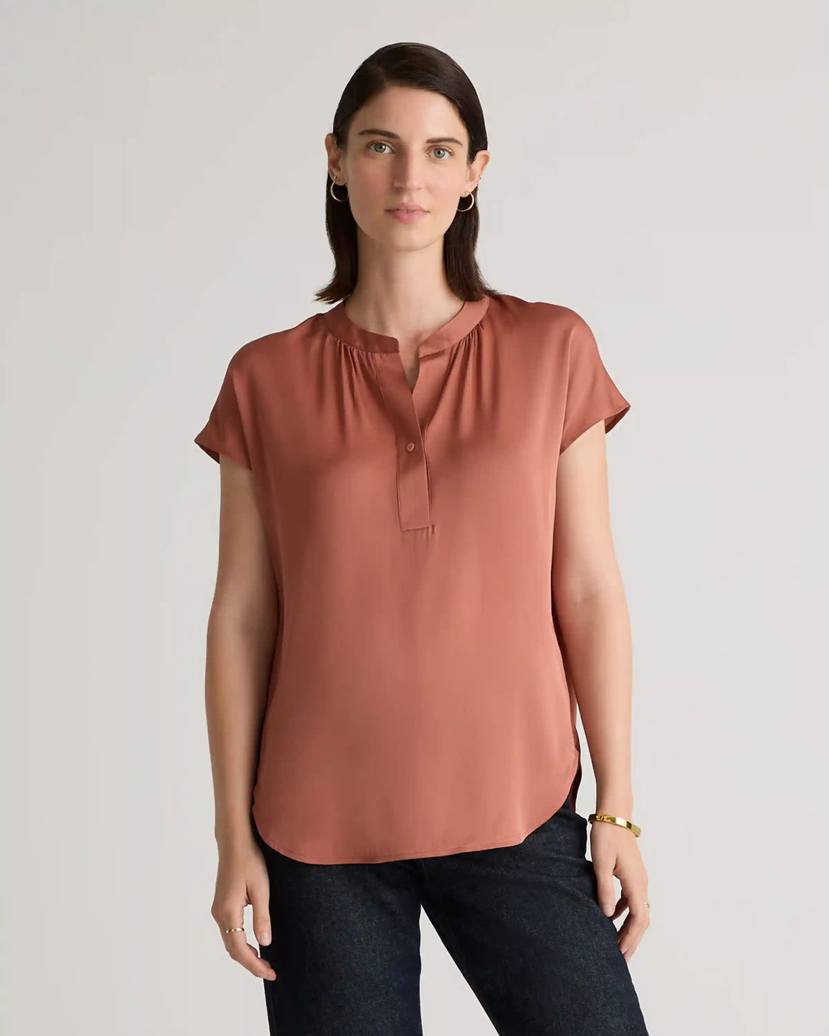 Washable Stretch Silk Dolman Sleeve Blouse