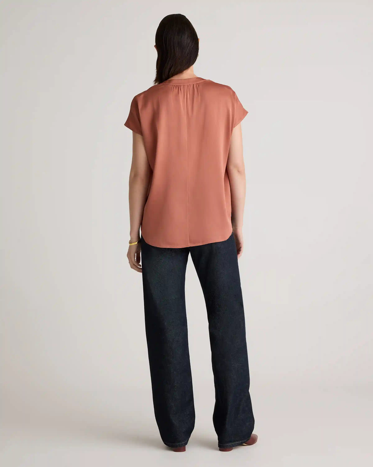 Washable Stretch Silk Dolman Sleeve Blouse