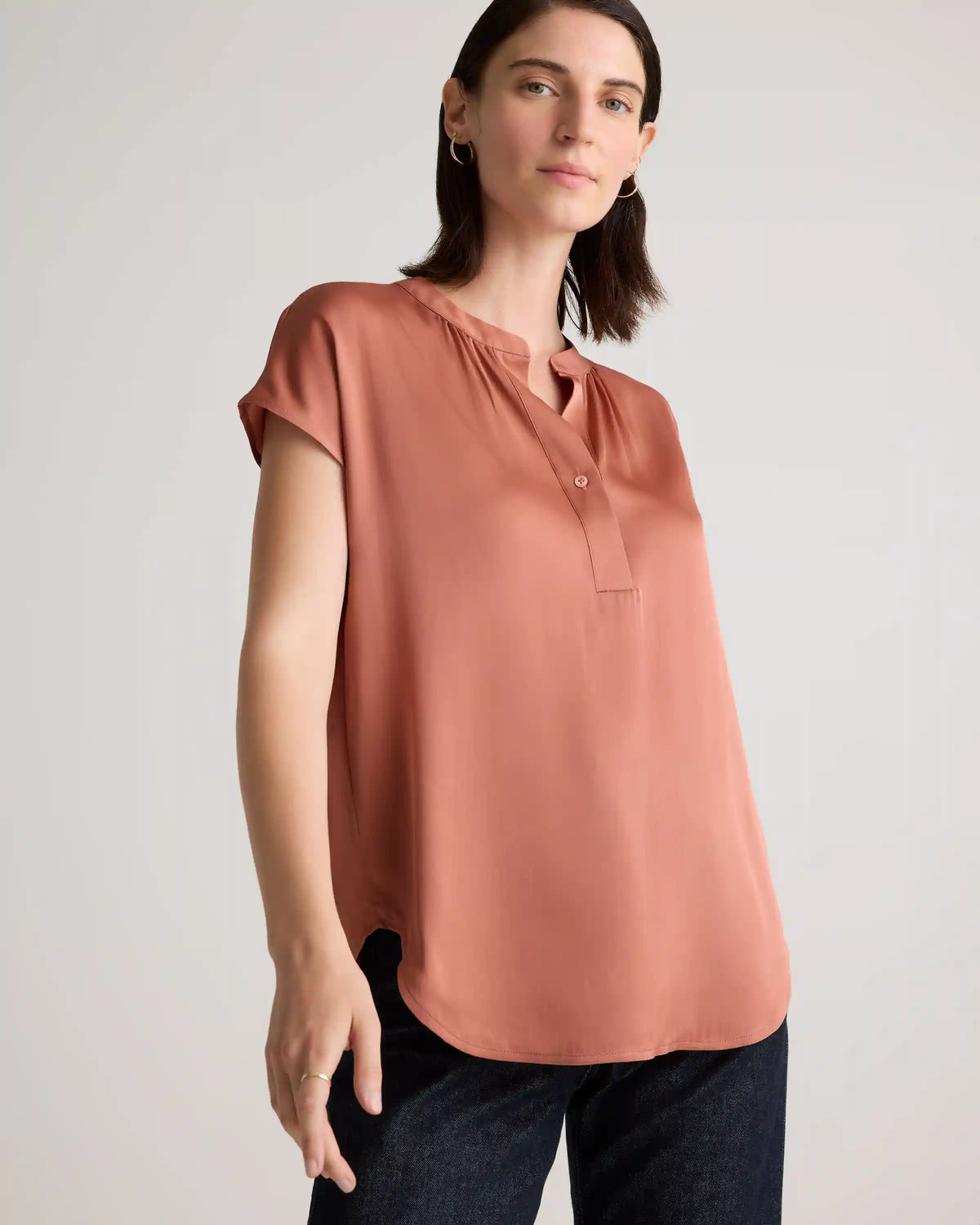 Washable Stretch Silk Dolman Sleeve Blouse