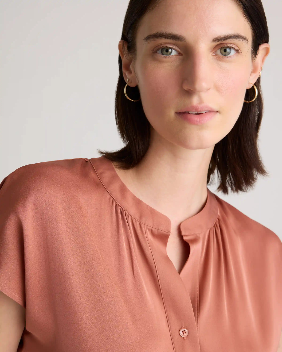 Washable Stretch Silk Dolman Sleeve Blouse