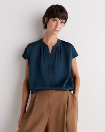 Washable Stretch Silk Dolman Sleeve Blouse