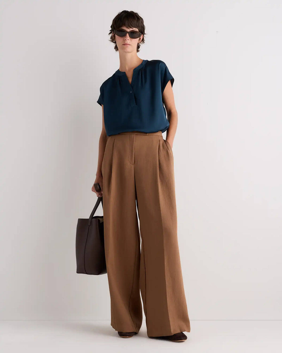 Washable Stretch Silk Dolman Sleeve Blouse