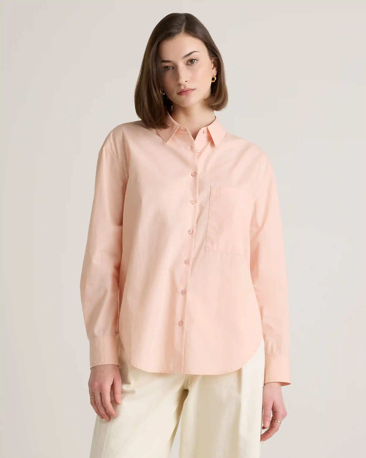 100% Organic Cotton Poplin Long Sleeve Boyfriend Shirt