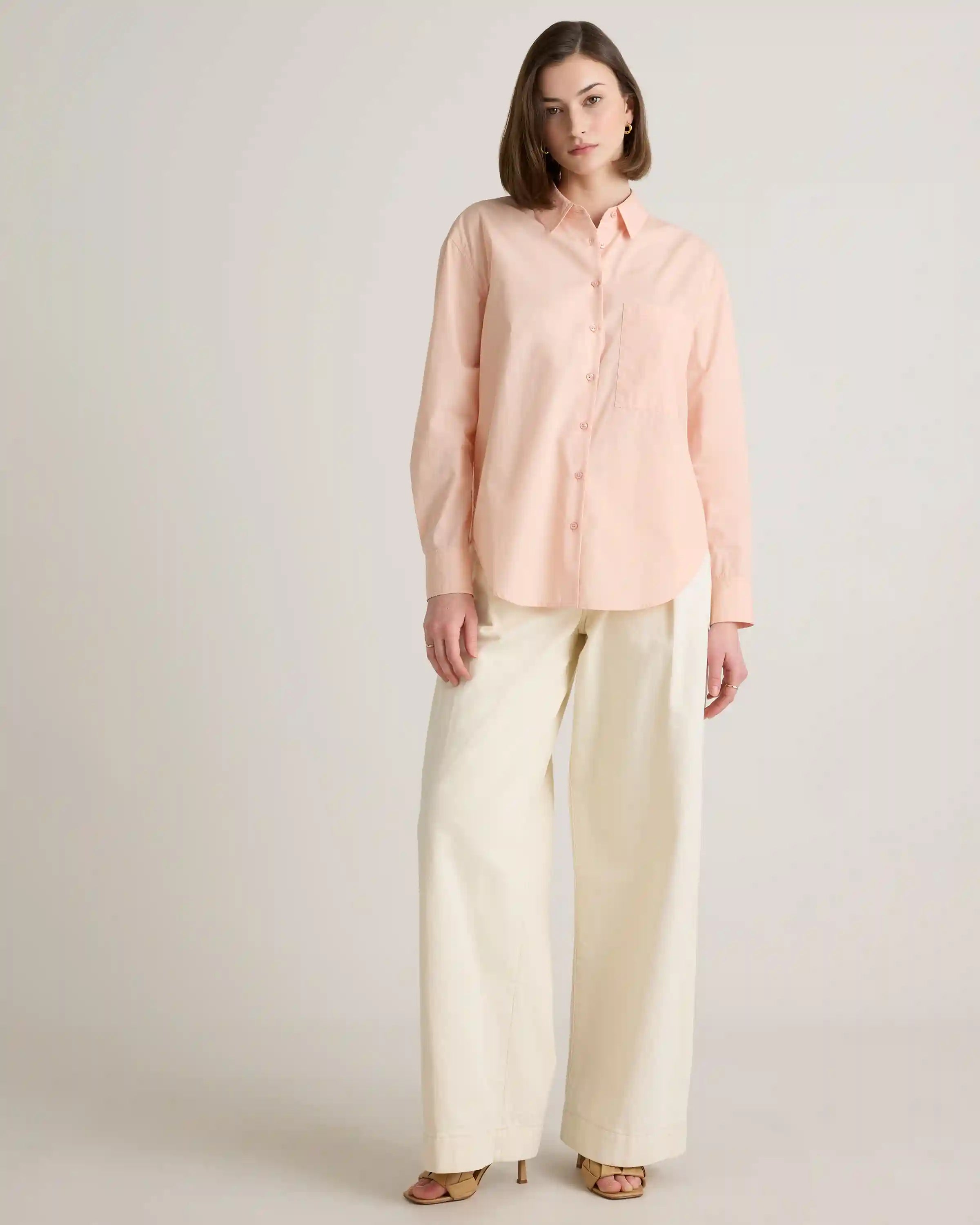 100% Organic Cotton Poplin Long Sleeve Boyfriend Shirt