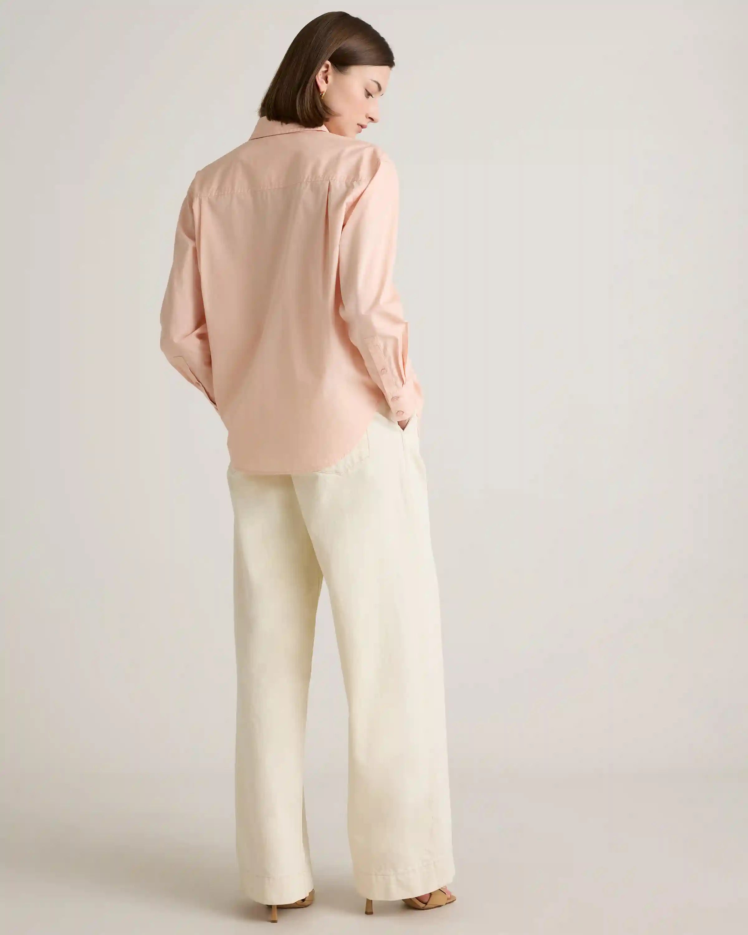 100% Organic Cotton Poplin Long Sleeve Boyfriend Shirt