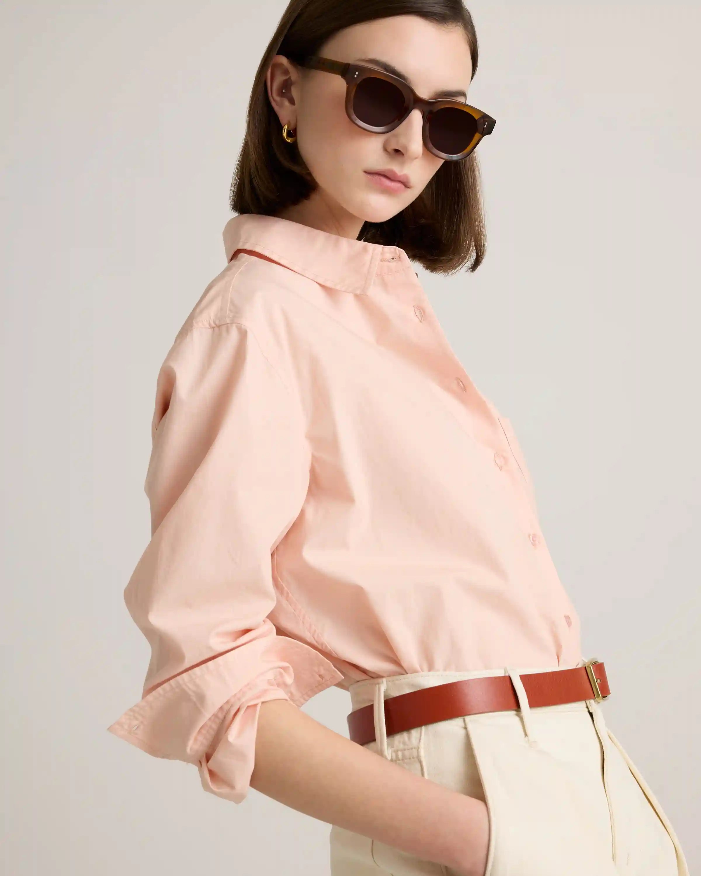 100% Organic Cotton Poplin Long Sleeve Boyfriend Shirt