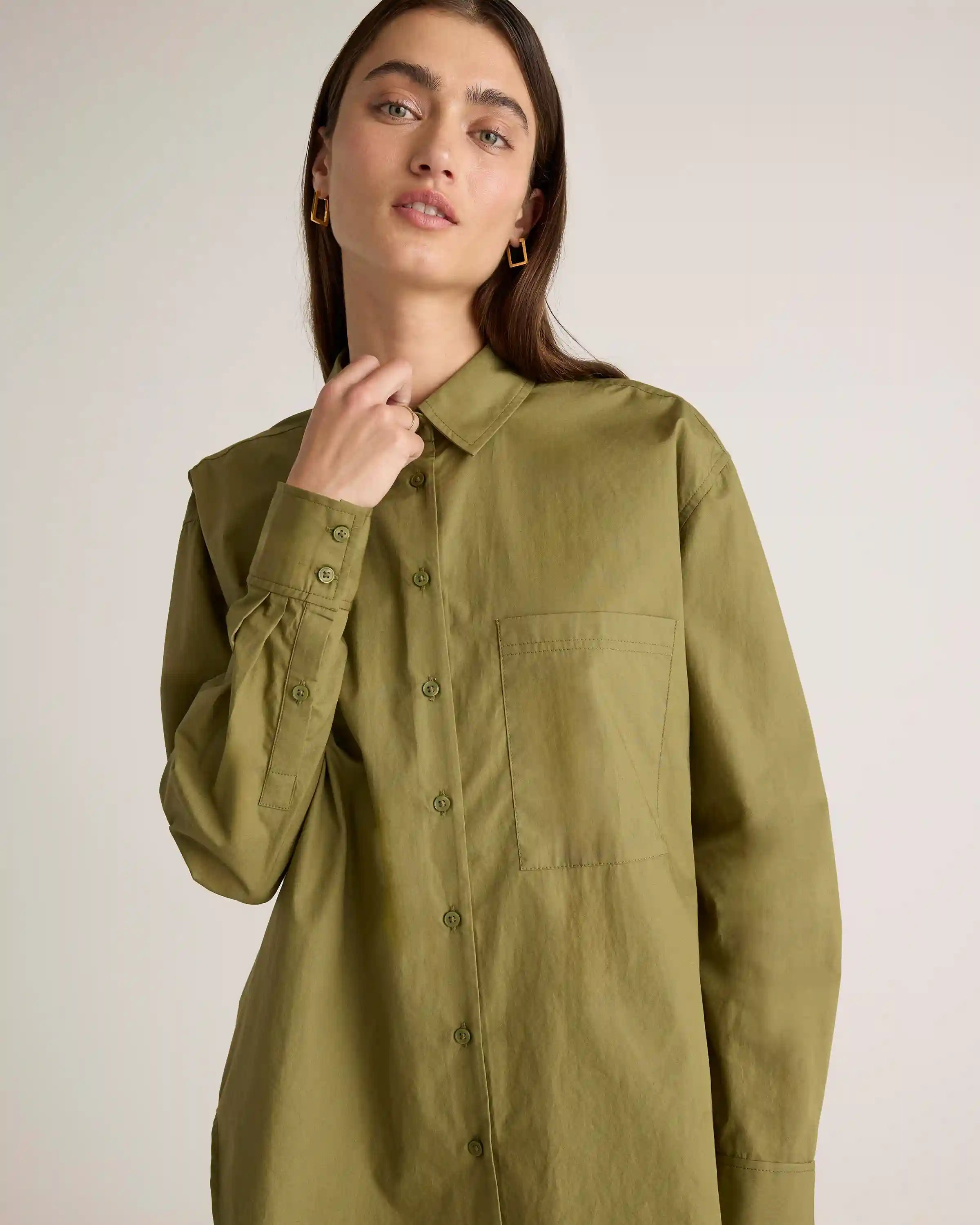 100% Organic Cotton Poplin Long Sleeve Boyfriend Shirt