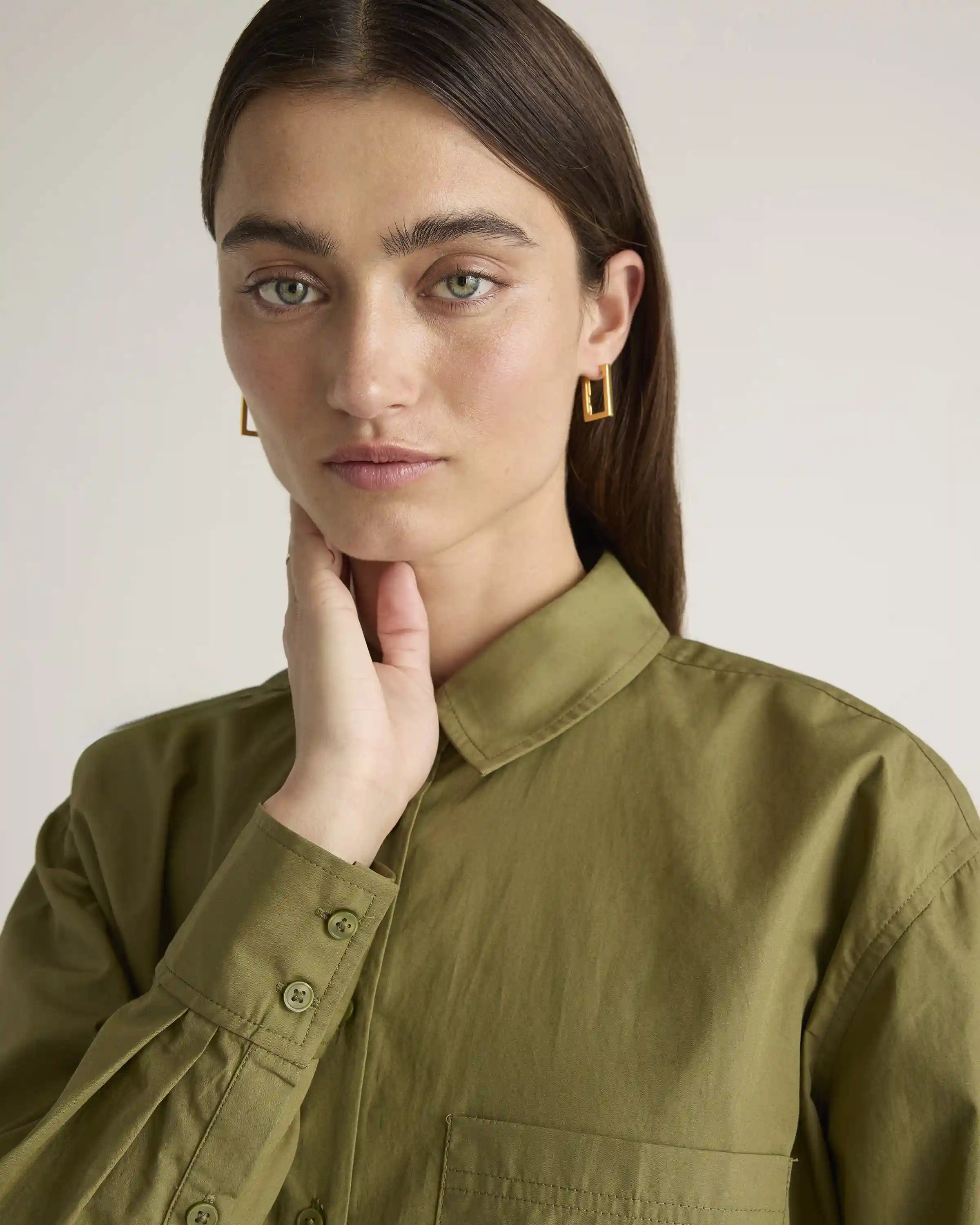 100% Organic Cotton Poplin Long Sleeve Boyfriend Shirt