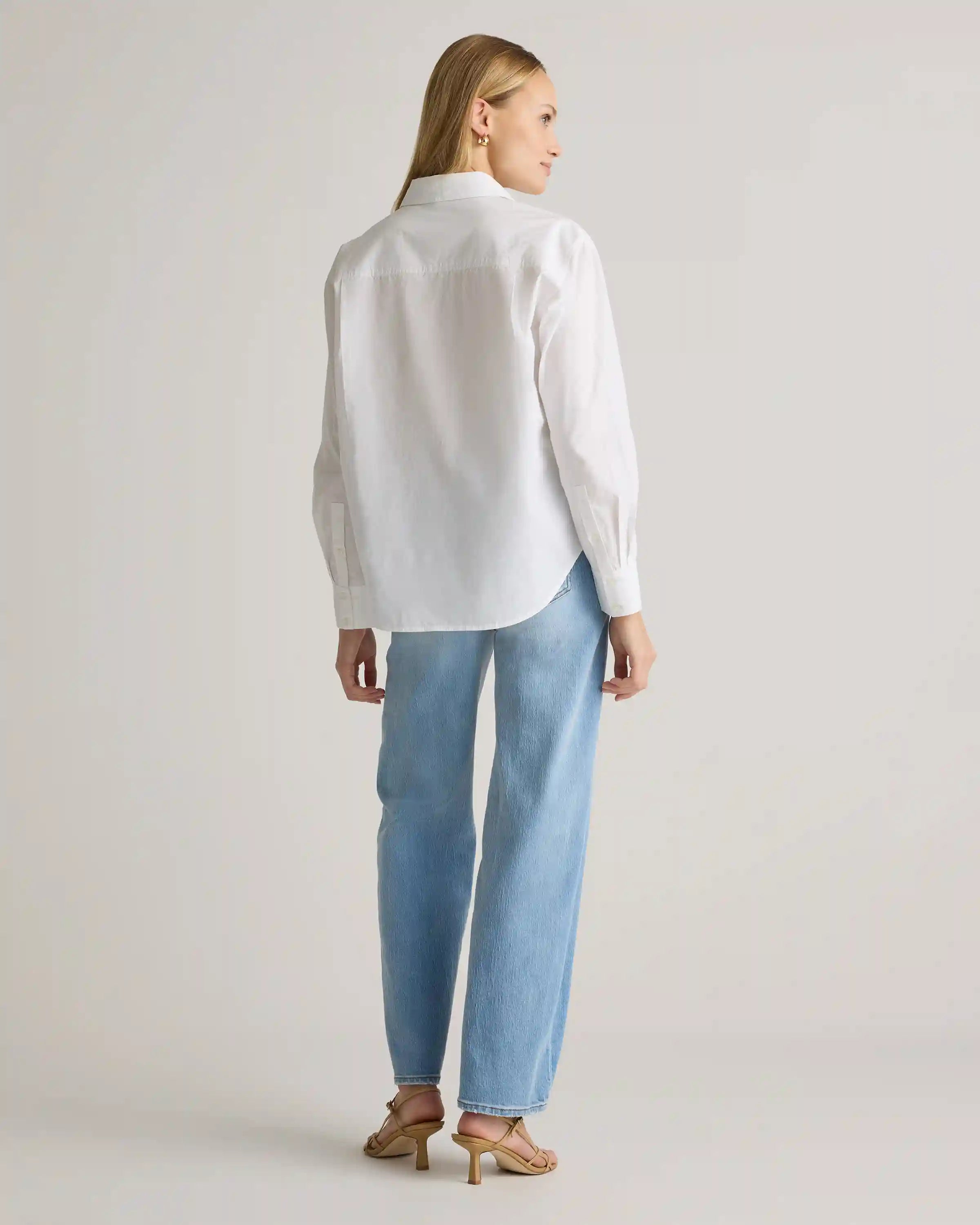 100% Organic Cotton Poplin Long Sleeve Boyfriend Shirt