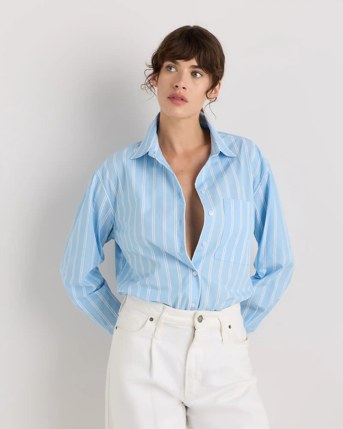 100% Organic Cotton Poplin Long Sleeve Boyfriend Shirt