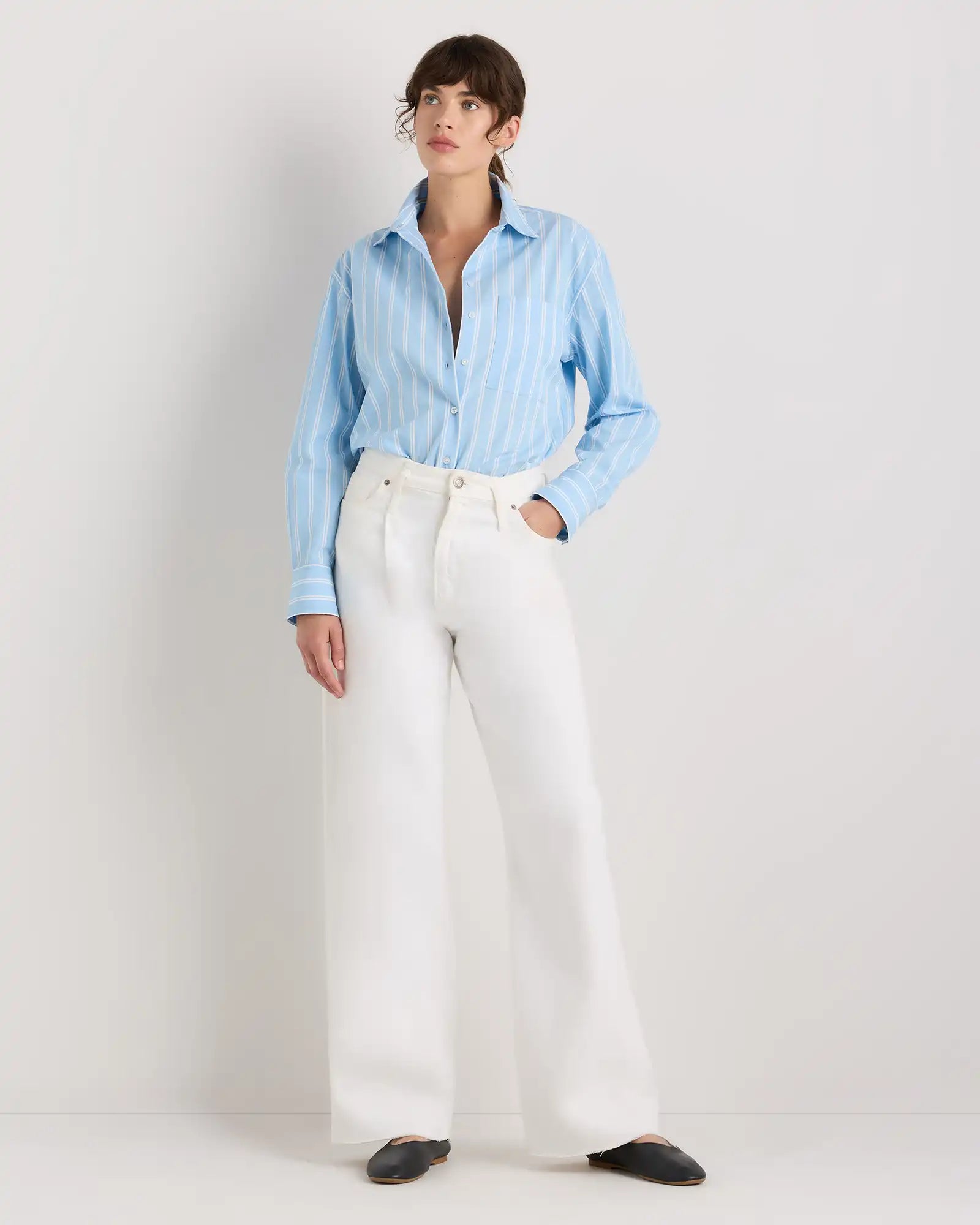 100% Organic Cotton Poplin Long Sleeve Boyfriend Shirt