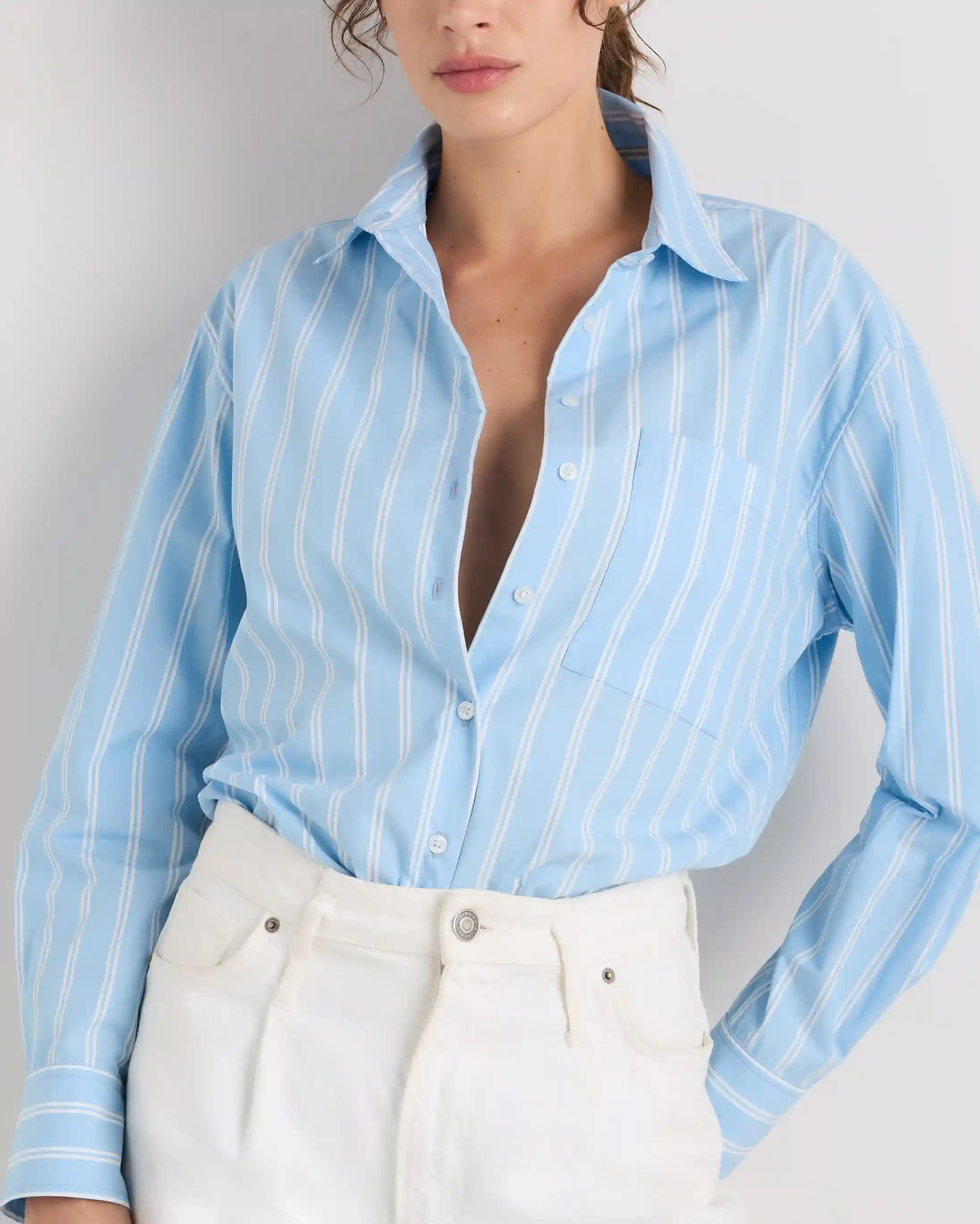 100% Organic Cotton Poplin Long Sleeve Boyfriend Shirt