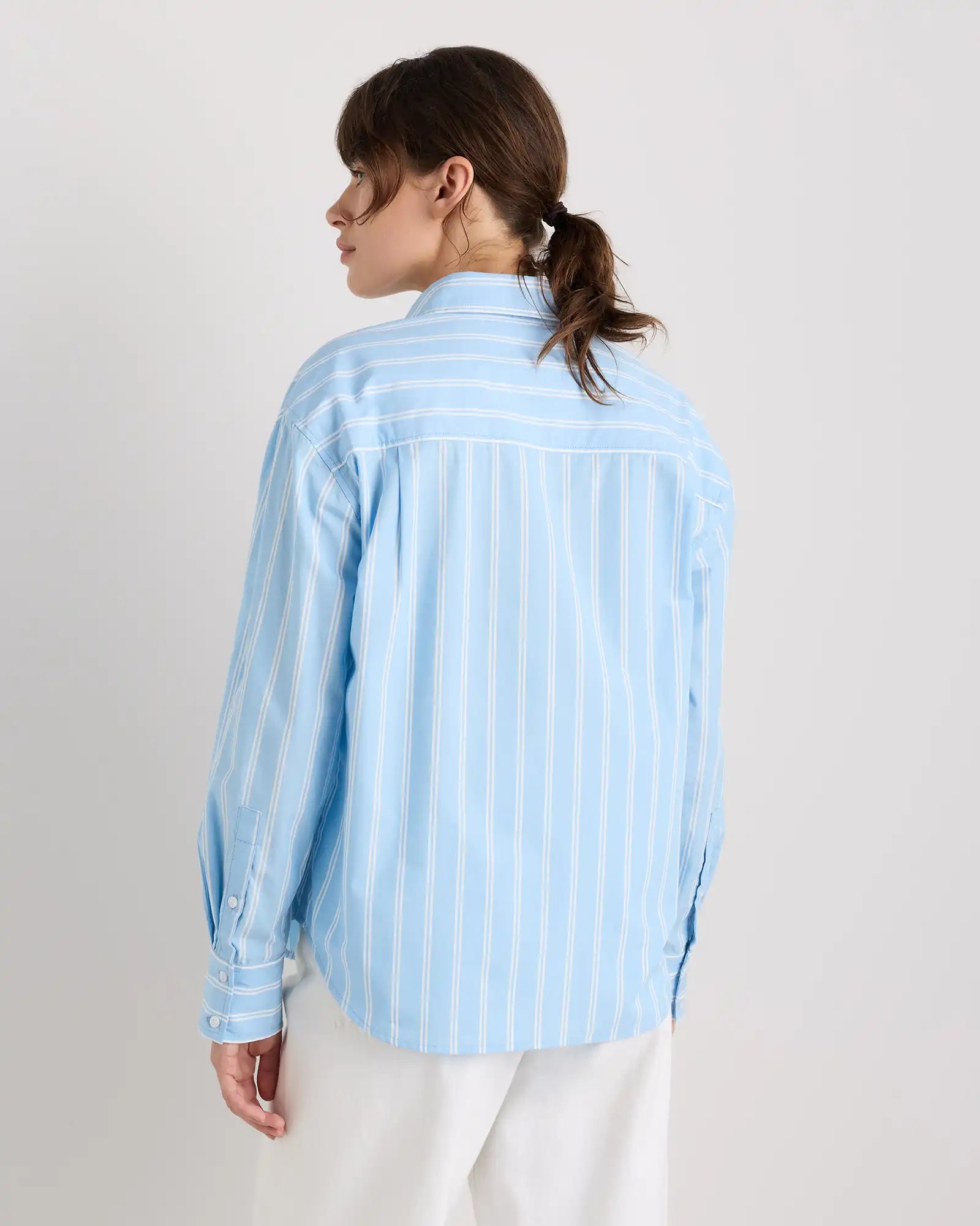 100% Organic Cotton Poplin Long Sleeve Boyfriend Shirt
