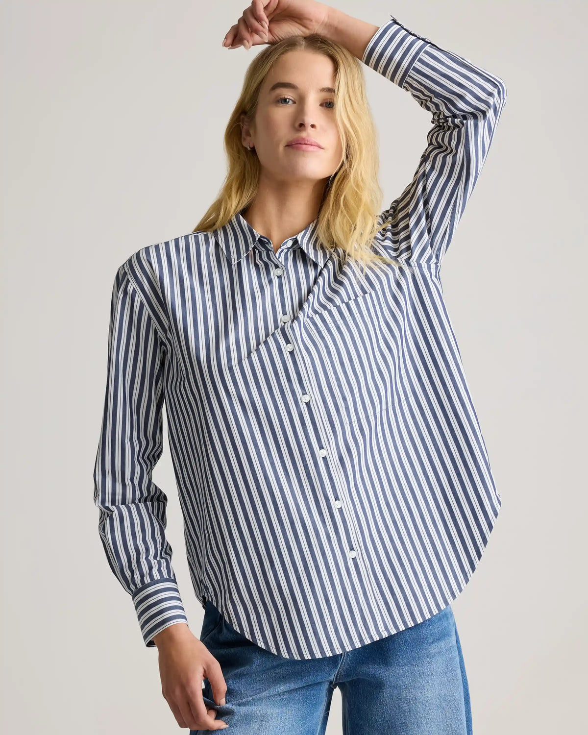 100% Organic Cotton Poplin Long Sleeve Boyfriend Shirt