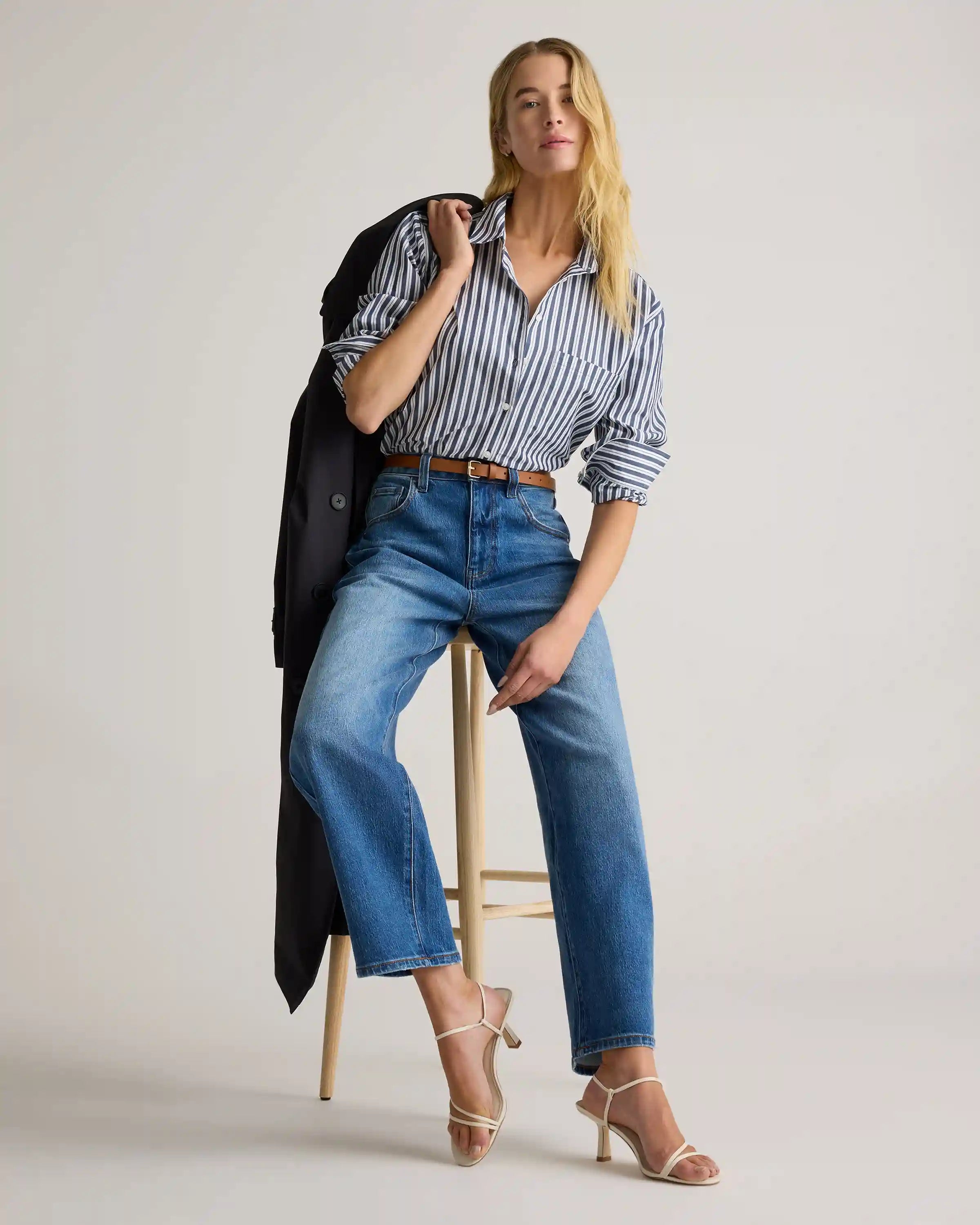 100% Organic Cotton Poplin Long Sleeve Boyfriend Shirt