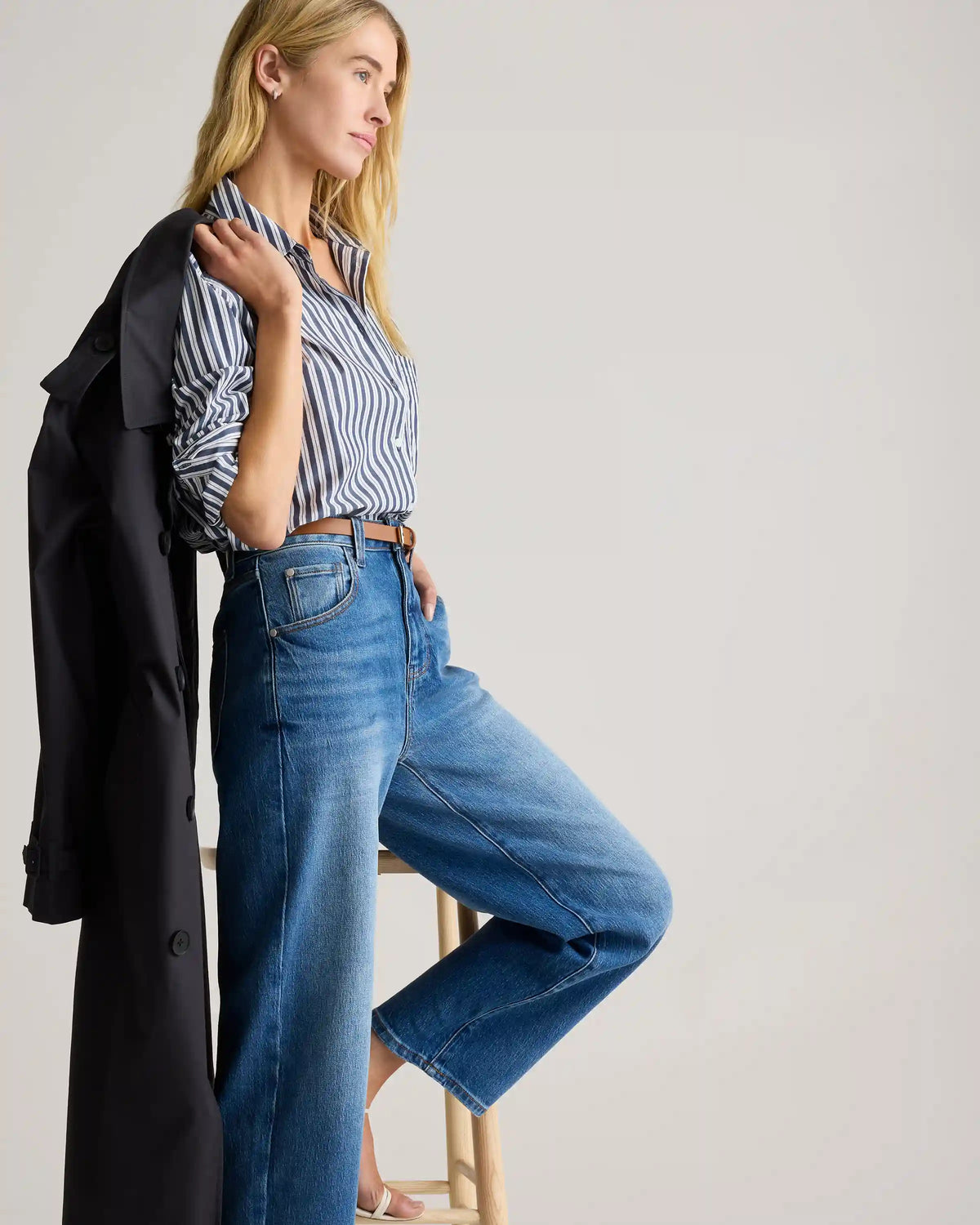 100% Organic Cotton Poplin Long Sleeve Boyfriend Shirt