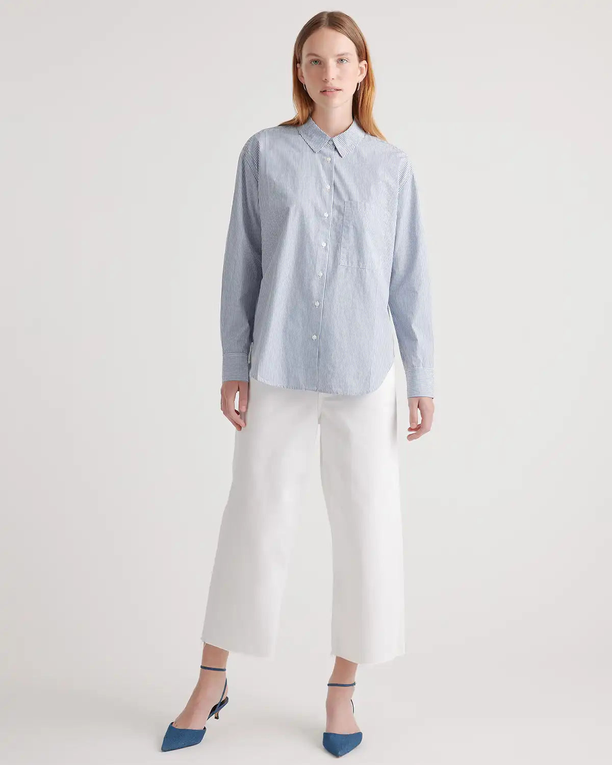 100% Organic Cotton Poplin Long Sleeve Boyfriend Shirt