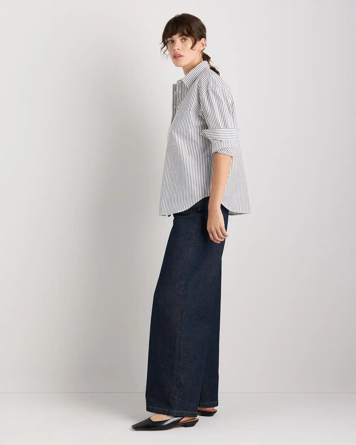 100% Organic Cotton Poplin Long Sleeve Boyfriend Shirt