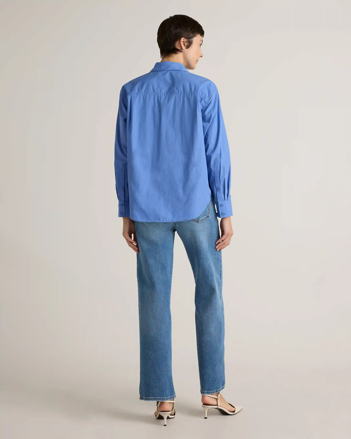 100% Organic Cotton Poplin Long Sleeve Boyfriend Shirt